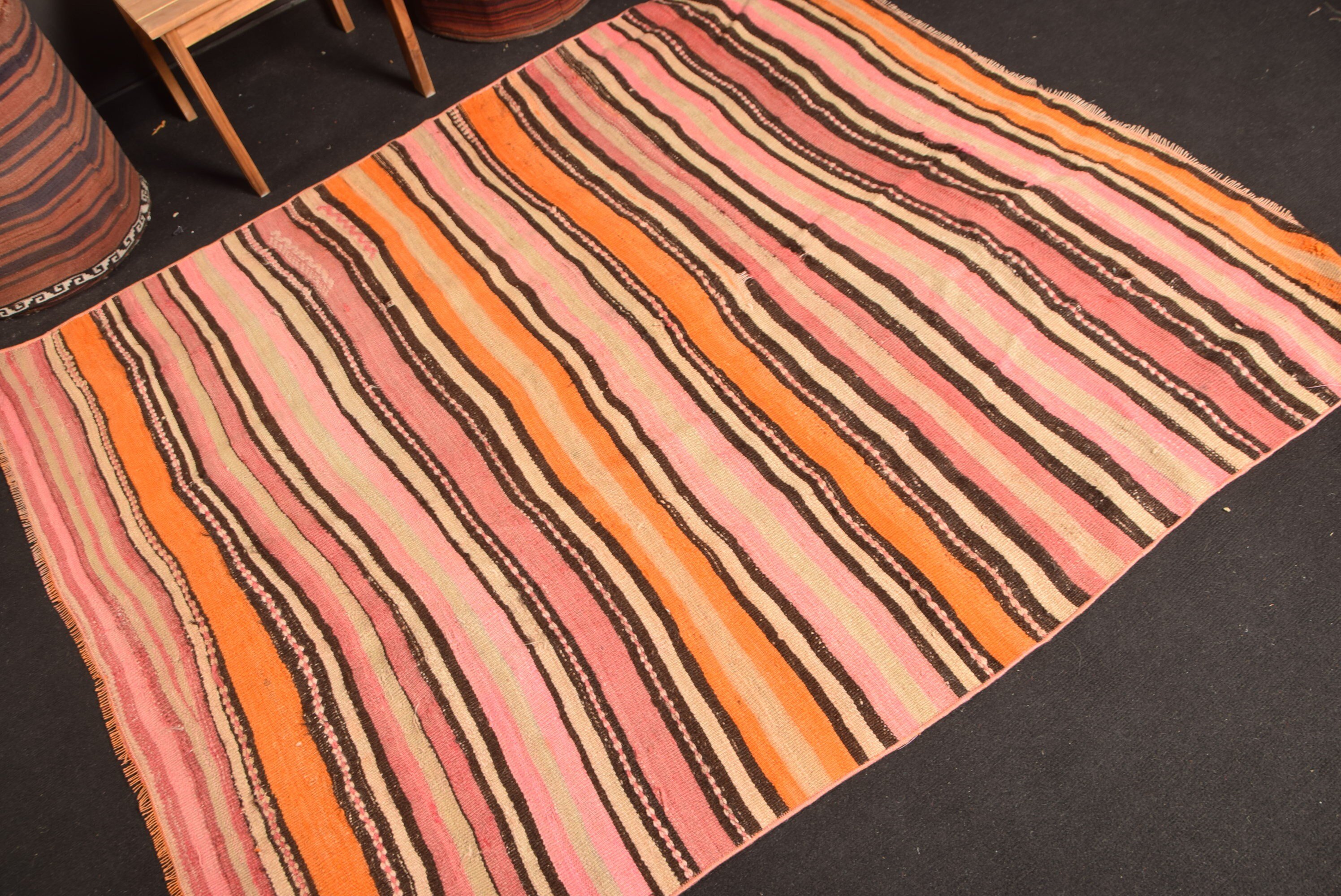 Anadolu Halıları, Yer Halısı, Kilim, Pembe Yün Halı, Yurt Halıları, 5.1x6.1 ft Alan Halısı, Yemek Odası Halıları, Türk Halısı, Vintage Halılar