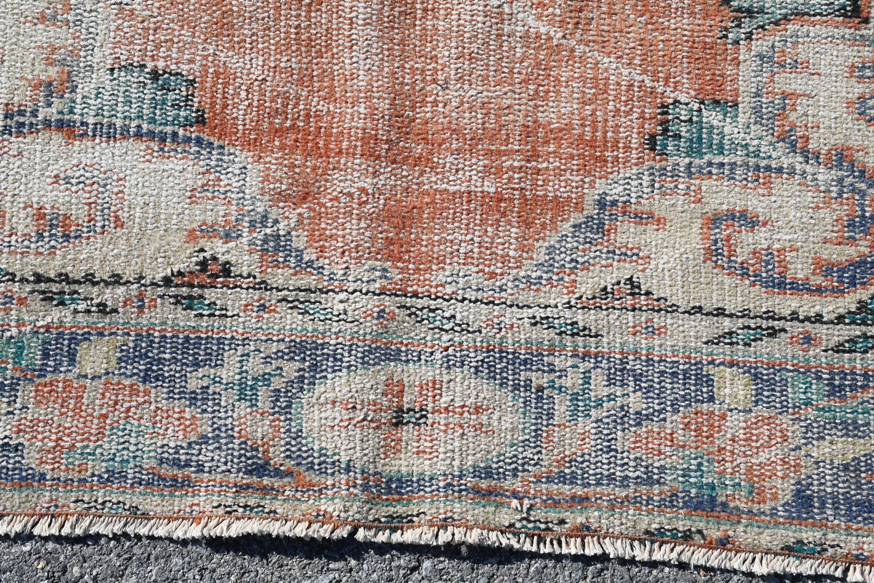 Oushak Rug, Cool Rug, Vintage Rug, Turkish Rugs, 4.2x9.2 ft Area Rugs, Kitchen Rug, Rugs for Nursery, Orange Cool Rug, Decorative Rug