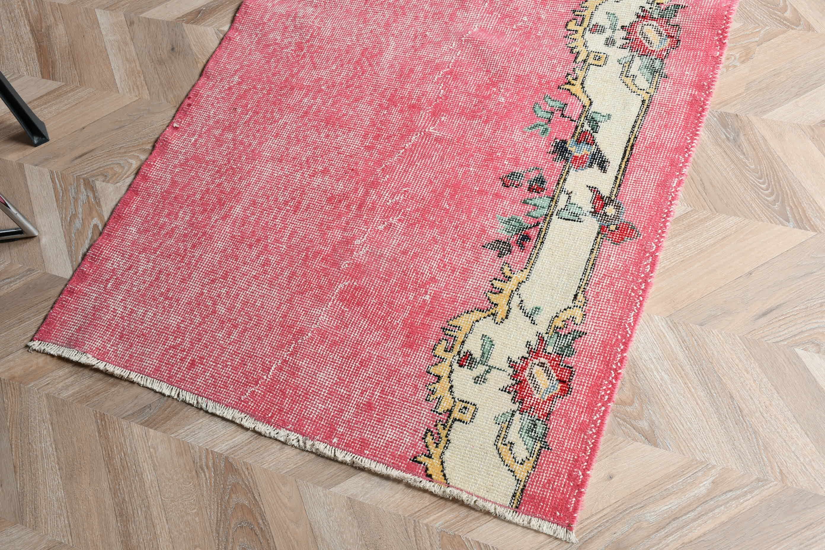 Kitchen Rug, Nursery Rug, 3x5.1 ft Accent Rug, Home Decor Rug, Oushak Rug, Vintage Rug, Turkish Rugs, Rugs for Nursery, Pink Cool Rug