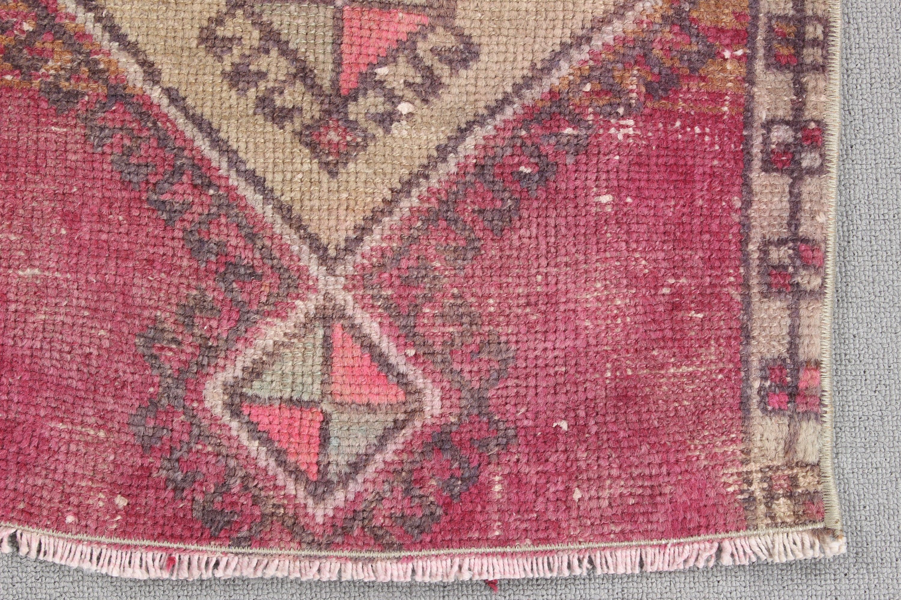 Handwoven Rug, Aesthetic Rug, Car Mat Rug, Turkish Rug, Kitchen Rugs, Oriental Rug, Pink  1.6x2.7 ft Small Rugs, Vintage Rugs