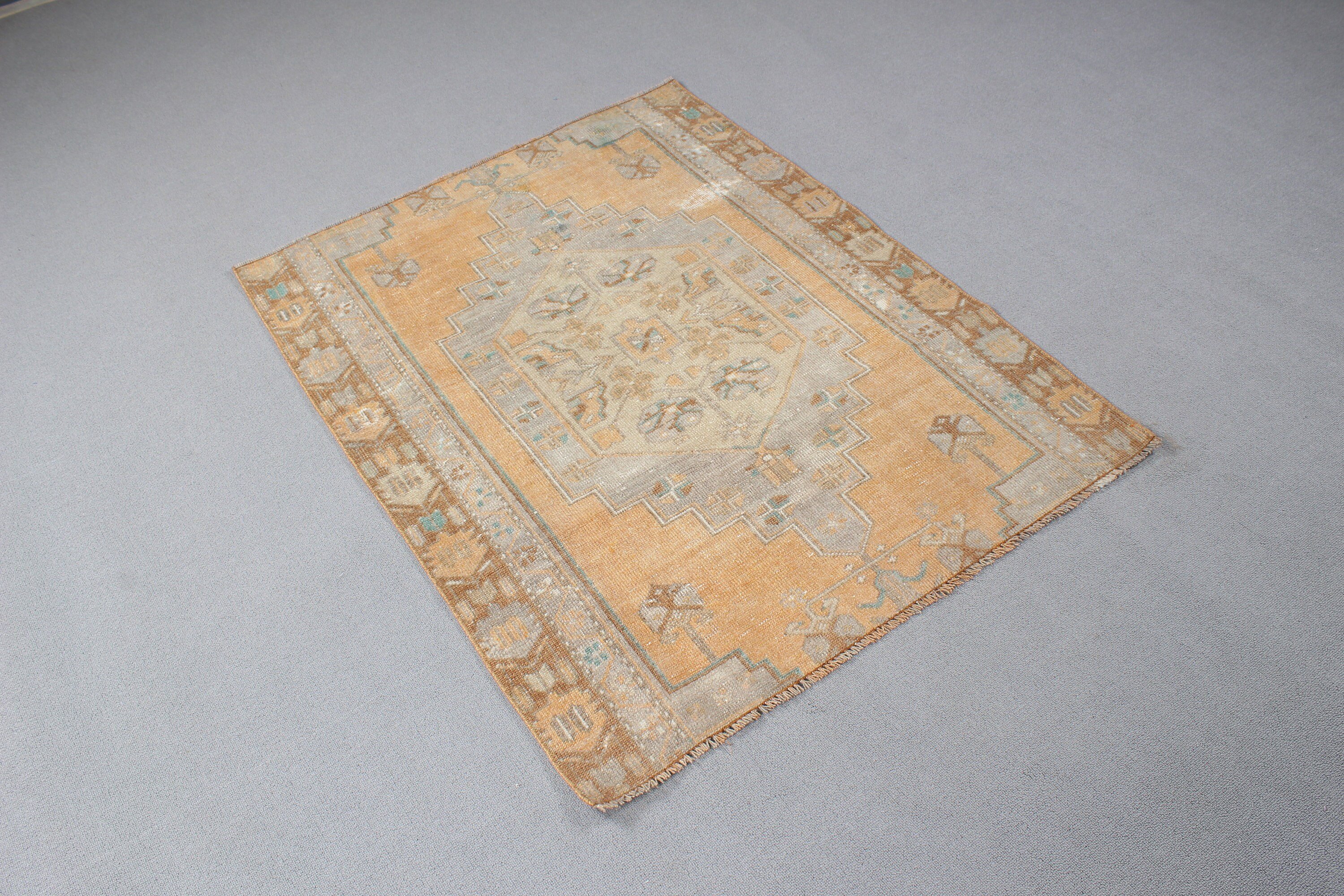 Bedroom Rugs, Small Area Rugs, Bronze Geometric Rugs, Entry Rugs, Ethnic Rugs, Vintage Rug, Cool Rug, Turkish Rug, 3.3x4.2 ft Small Rugs