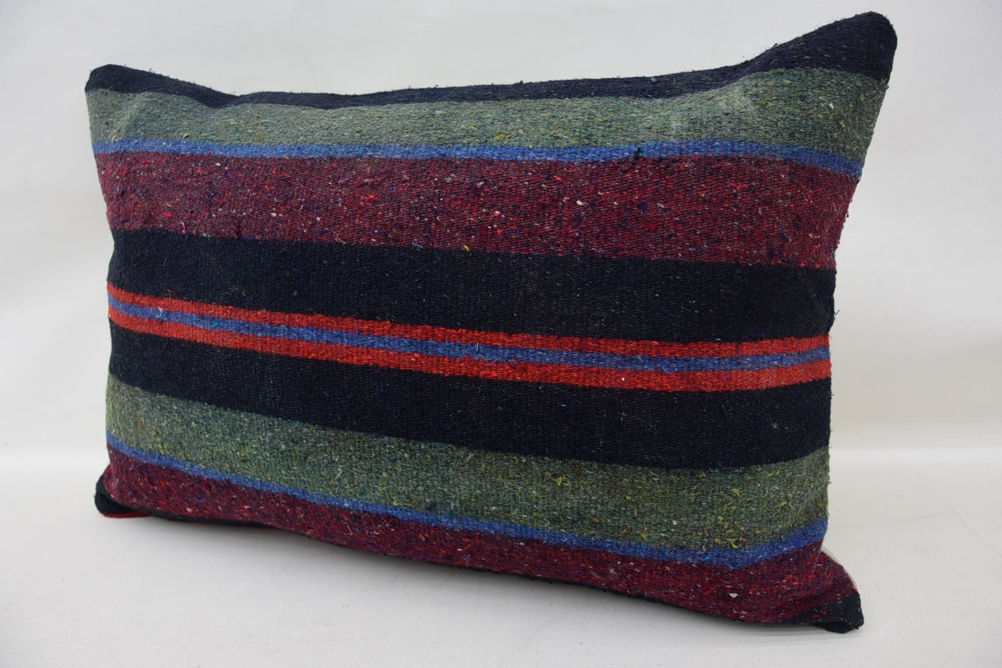 Ethnical Kilim Rug Pillow, 16"x24" Green Pillow, Cotton Pillow, Bright Pillow, Meditation Pillow, Turkish Kilim Pillow, Gift Pillow
