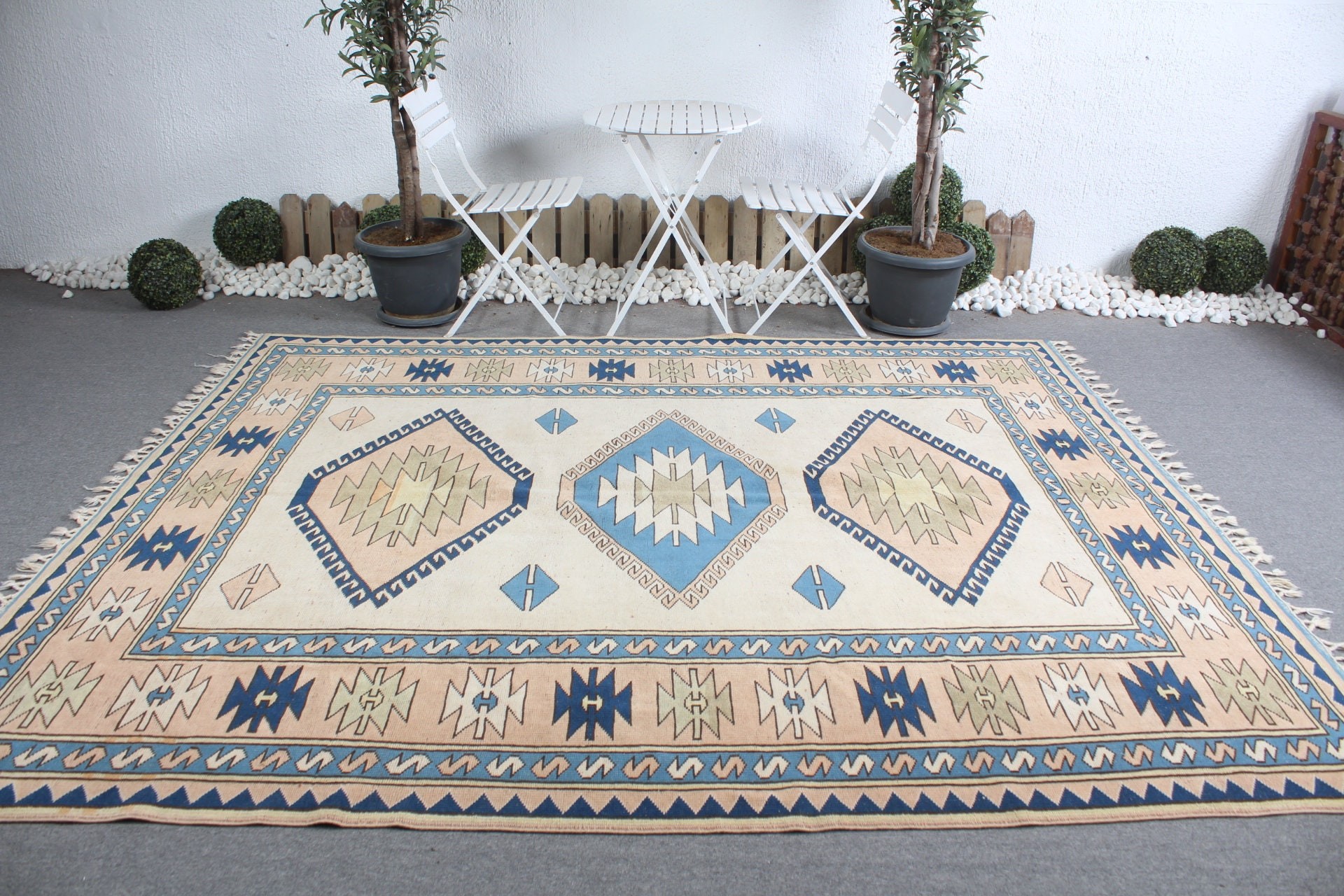 Living Room Rug, Vintage Rug, 7.4x9.3 ft Large Rug, Dining Room Rugs, Art Rugs, Turkish Rug, Beige Moroccan Rug, Antique Rug, Bedroom Rug