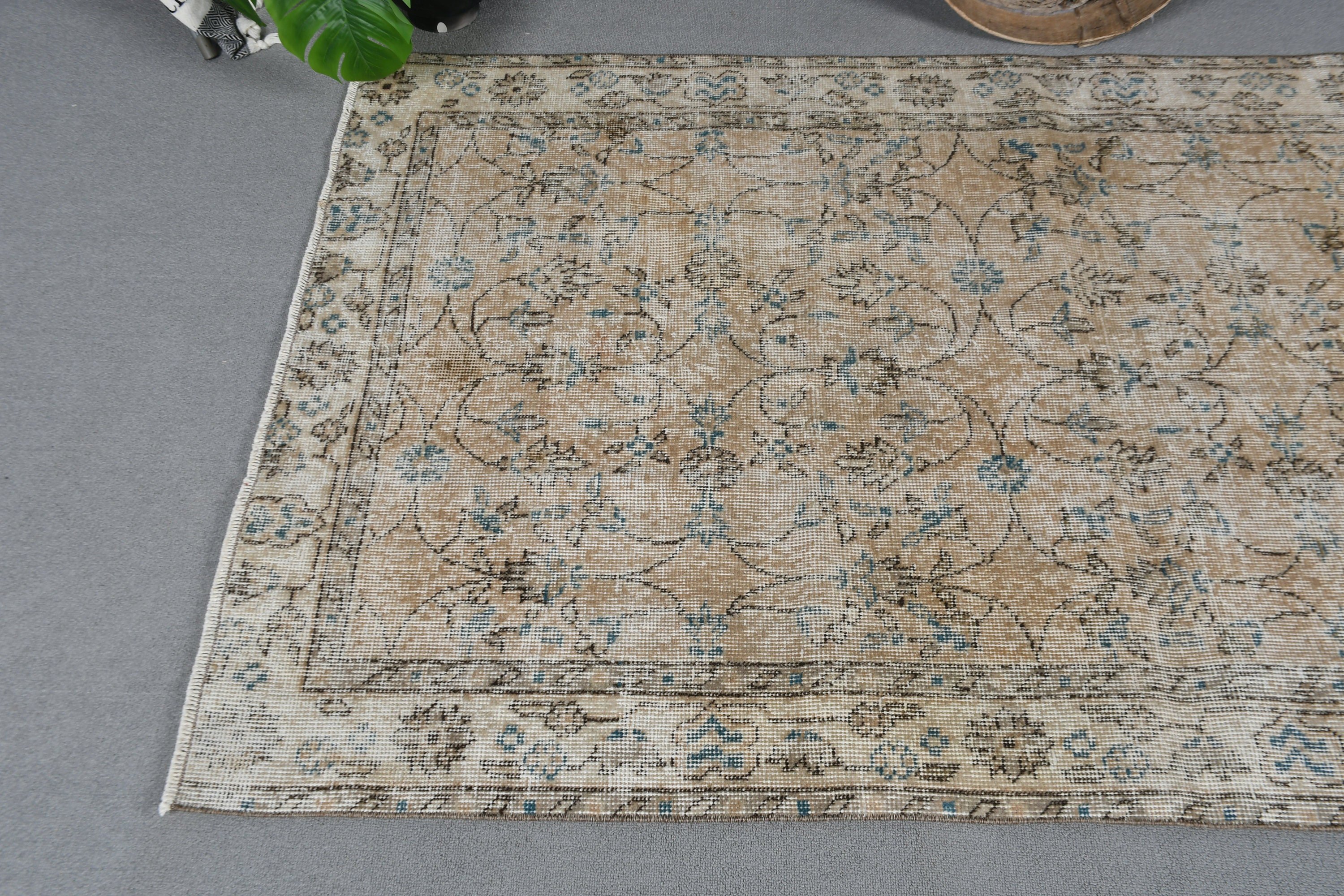 Vintage Rugs, Turkish Rug, Cool Rug, Wool Rug, Kitchen Rugs, Bedroom Rug, Rugs for Entry, 3.7x6.3 ft Accent Rug, Beige Home Decor Rug