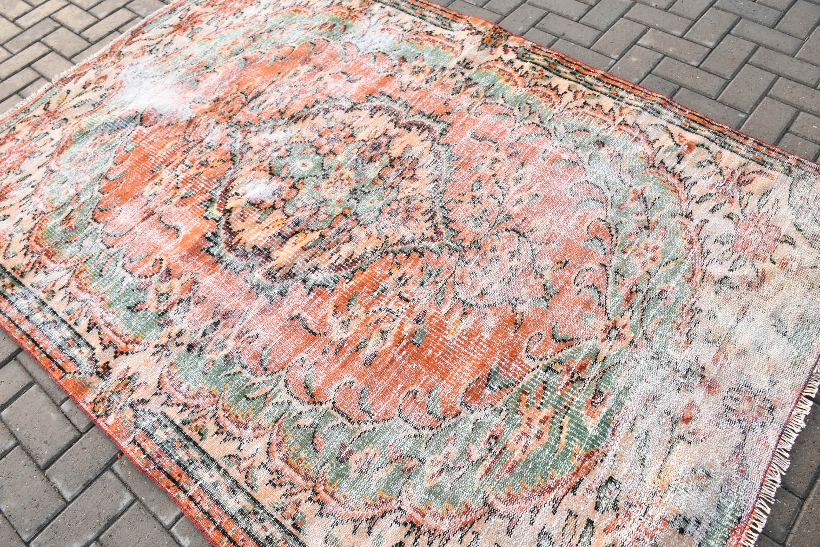 Rugs for Area, Floor Rug, Orange Bedroom Rug, Kitchen Rug, Turkish Rug, 5.3x7.4 ft Area Rugs, Vintage Rugs, Custom Rug