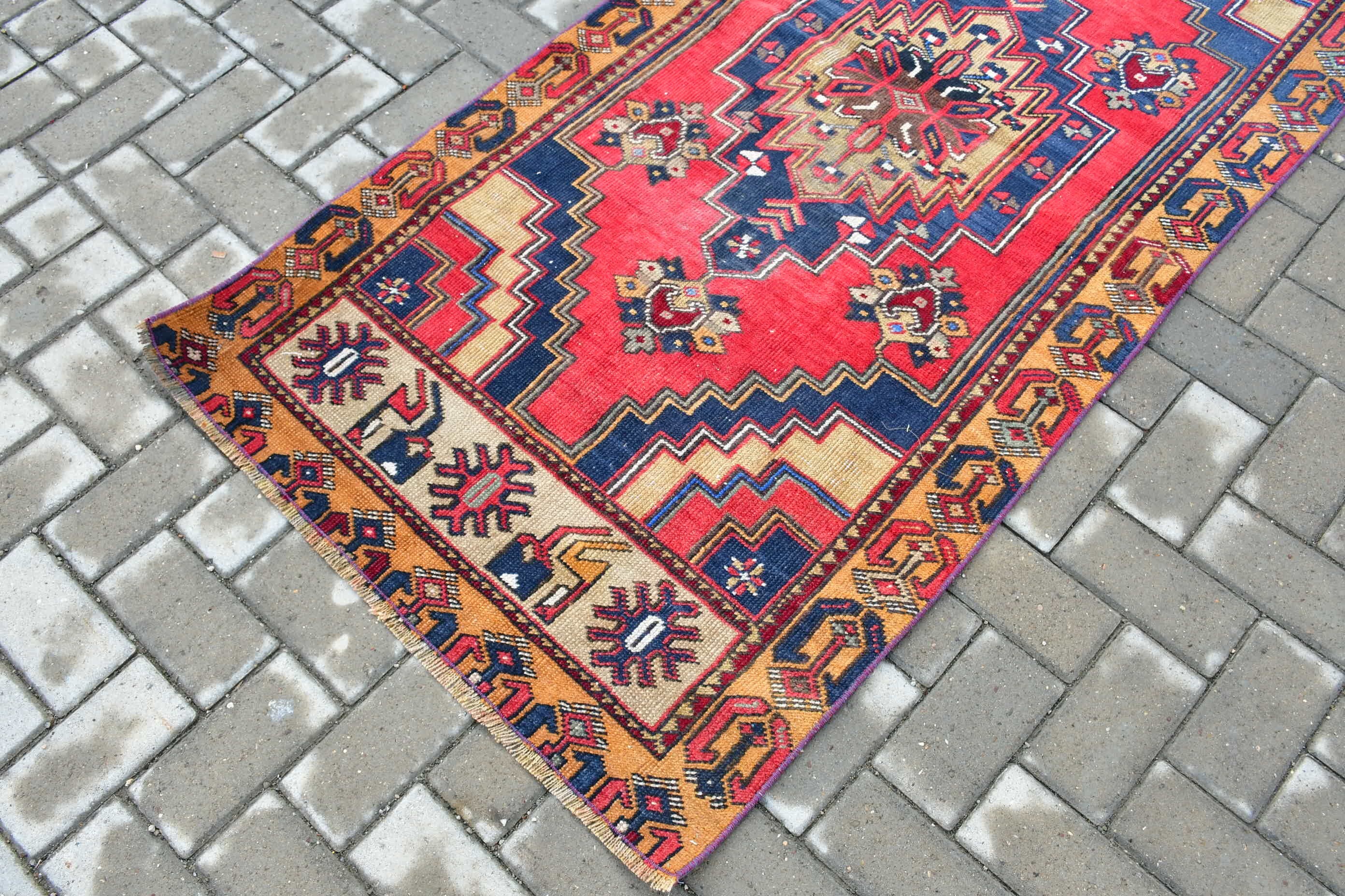 Kitchen Rugs, Nursery Rug, Wool Rug, Red Oushak Rug, Turkish Rug, Rugs for Entry, 2.9x6.1 ft Accent Rugs, Vintage Rug