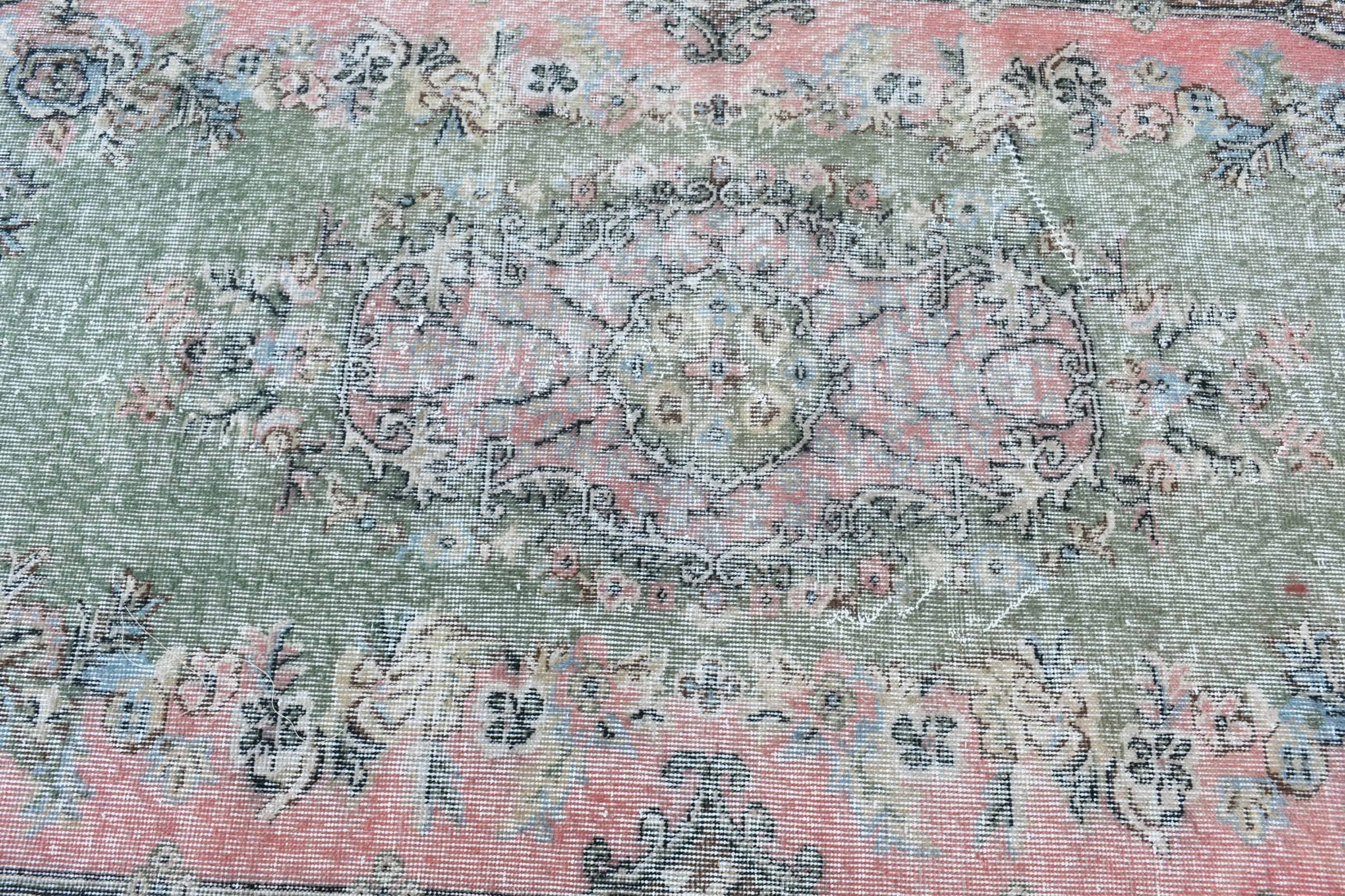 Vintage Rugs, 3.9x6.9 ft Area Rugs, Rugs for Area, Pink Wool Rugs, Kitchen Rug, Turkish Rugs, Bedroom Rugs, Antique Rugs
