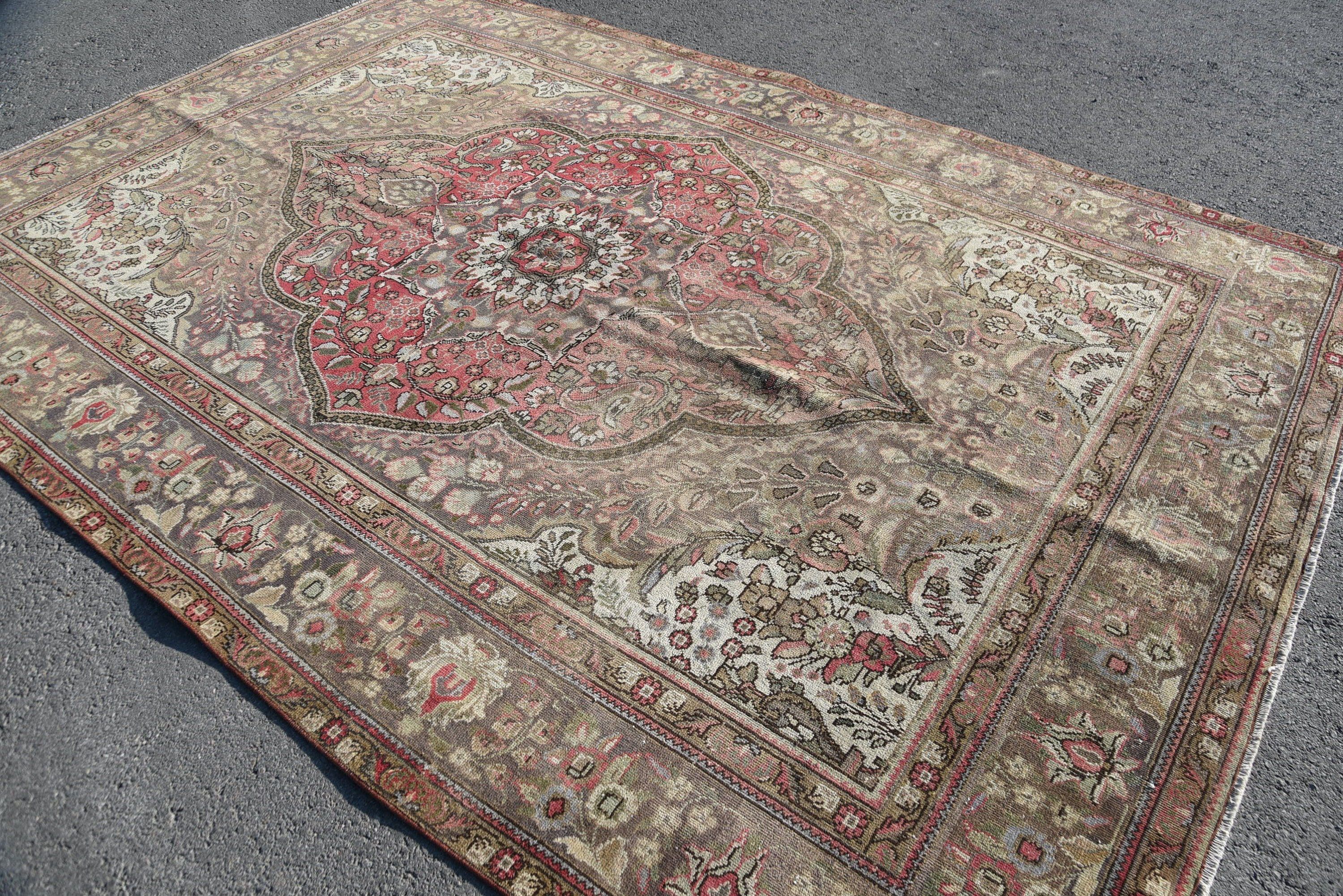 Vintage Halı, Oturma Odası Halısı, Soyut Halı, Yün Halılar, Yemek Odası Halıları, Yer Halıları, Salon Halısı, 7.8x11.4 ft Büyük Boy Halı, Türk Halısı