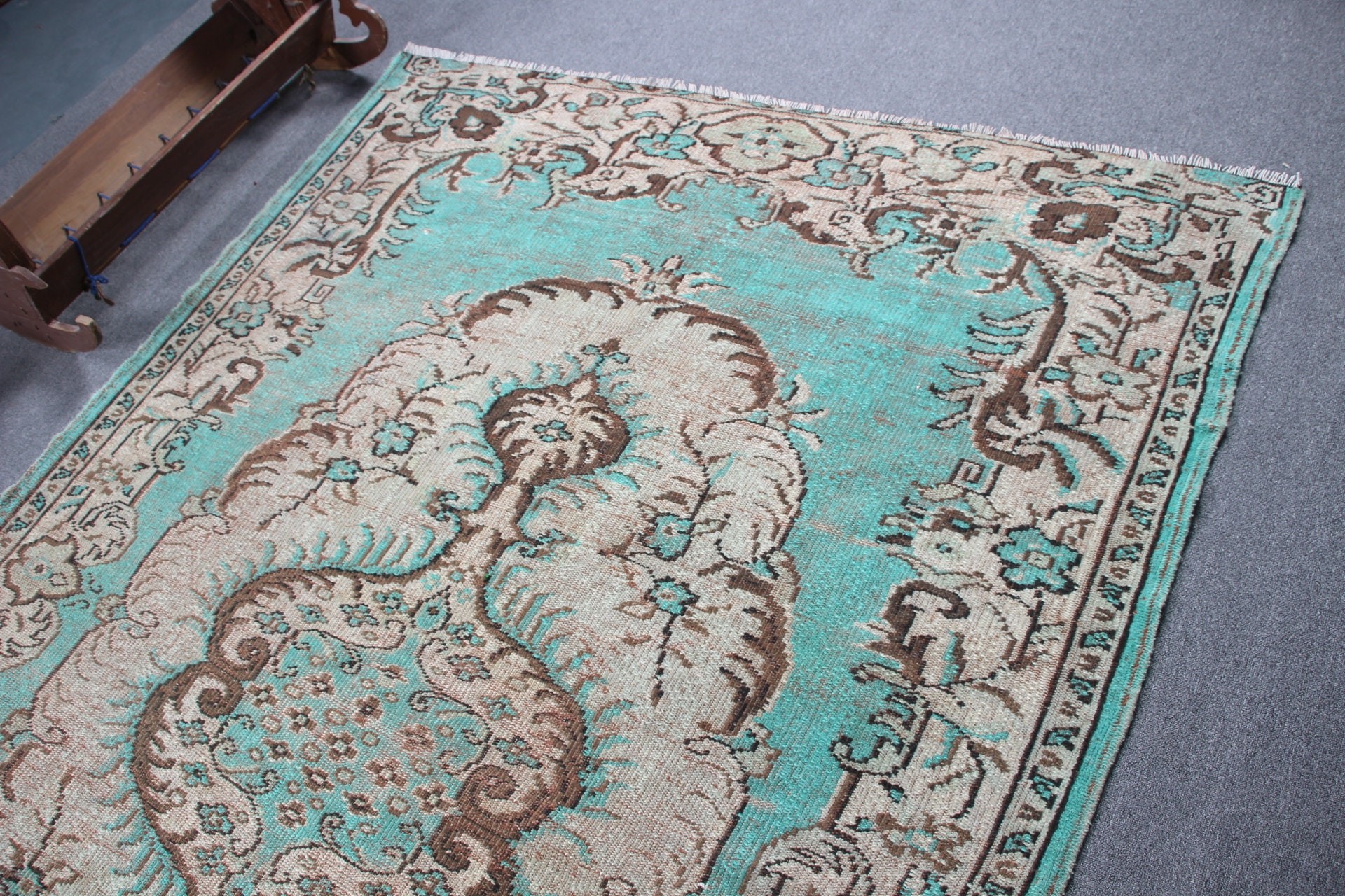 Rugs for Bedroom, 6x9.1 ft Large Rugs, Turkish Rug, Green Oushak Rug, Salon Rug, Vintage Rug, Dining Room Rug, Antique Rug