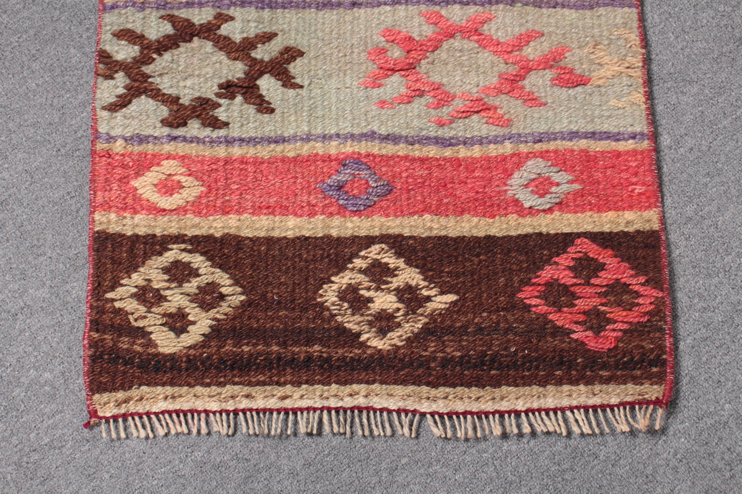 1.7x1.8 ft Küçük Halılar, Türk Halısı, Küçük Boho Halısı, Yer Halısı, Kilim, Kahverengi Nötr Halı, Bildiri Halısı, Banyo Halısı, Vintage Halılar