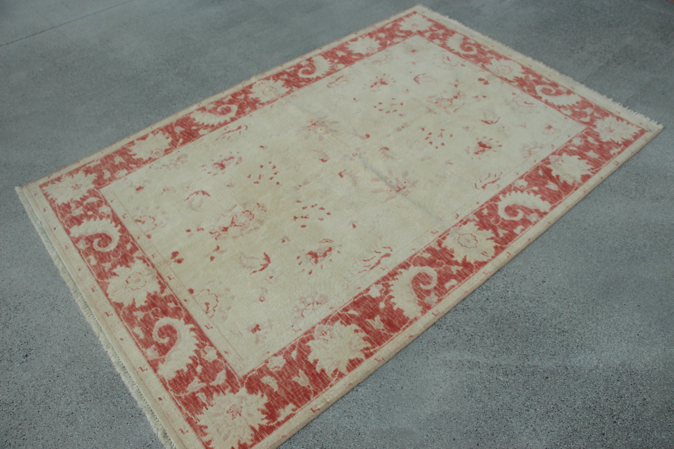 Bedroom Rugs, Red  4x6.1 ft Area Rug, Turkish Rug, Kitchen Rugs, Vintage Rugs, Retro Rug, Dining Room Rug, Oushak Rugs