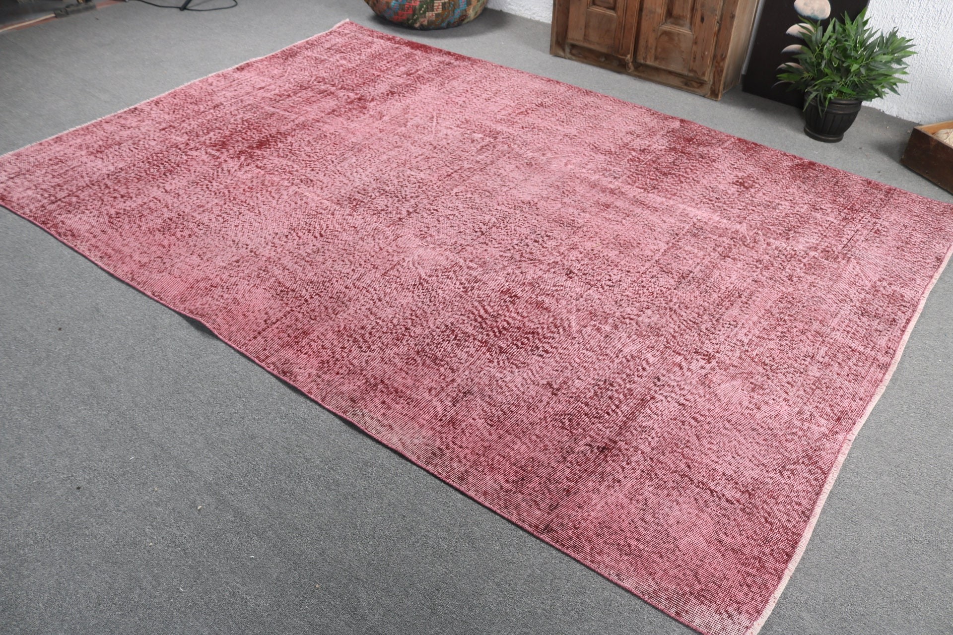 Wool Rugs, Bedroom Rugs, Pink Anatolian Rug, Dining Room Rug, Statement Rugs, Exotic Rug, 6.7x9.7 ft Large Rugs, Turkish Rugs, Vintage Rug