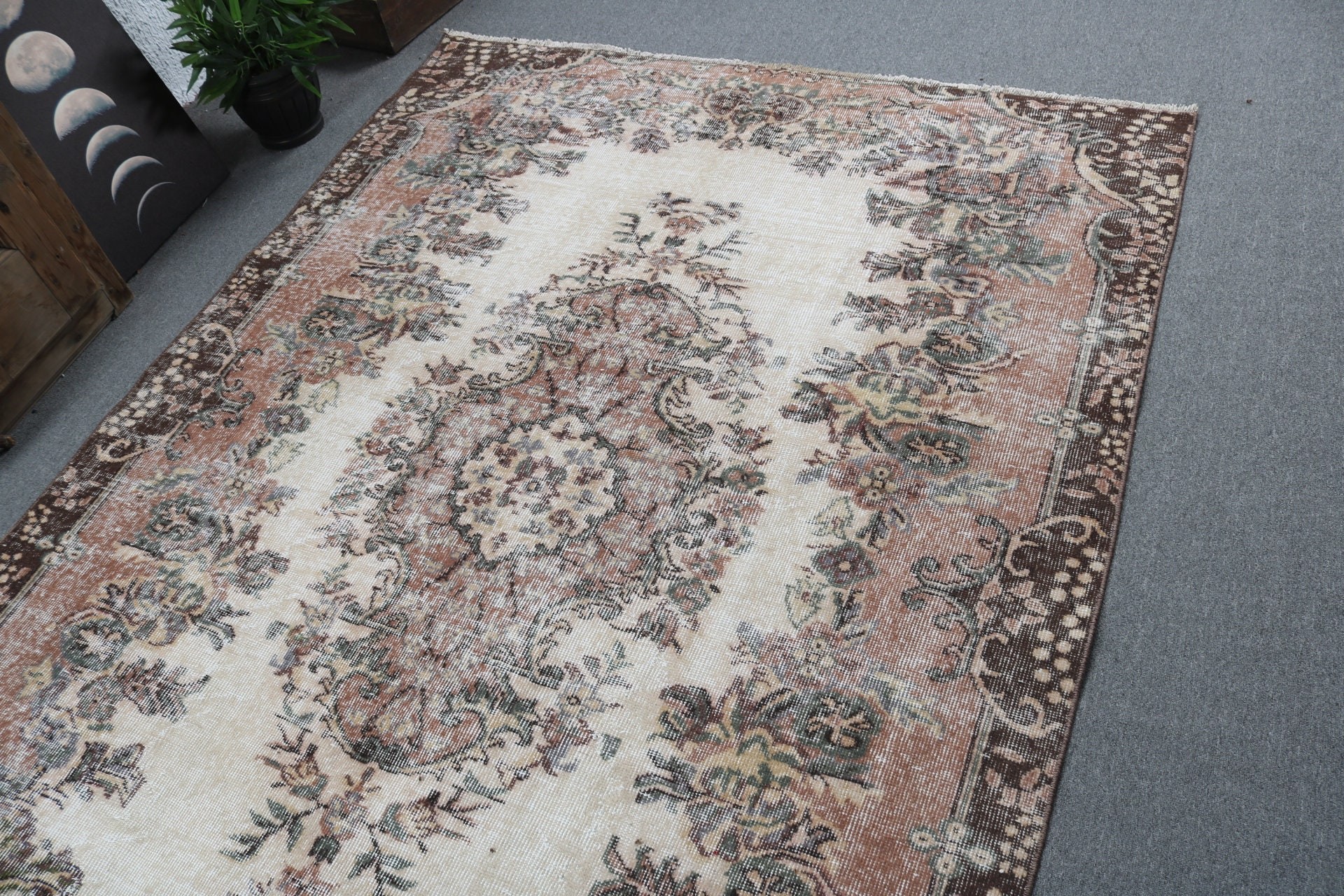 Türk Halısı, Vintage Halılar, Salon Halısı, Yemek Odası Halıları, Açıklama Halıları, Oryantal Halı, 5.7x8.4 ft Büyük Halılar, Boho Halıları, Kahverengi Yatak Odası Halısı