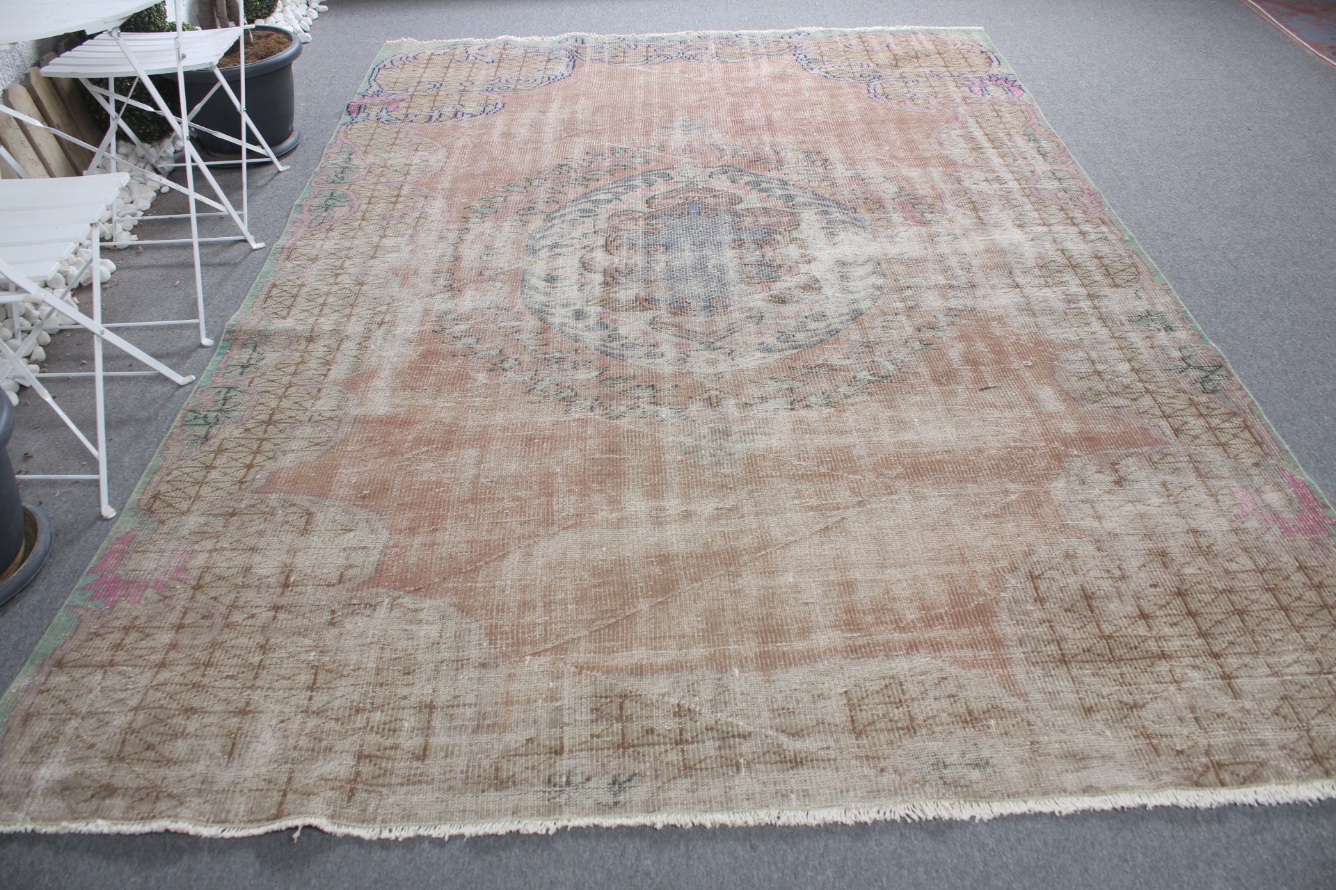 Sanat Halısı, Türk Halıları, 7.3x10.3 ft Büyük Boy Halı, Antika Halı, Vintage Halı, Salon Halıları, Kahverengi Ev Dekor Halıları, Havalı Halılar, Yemek Odası Halısı