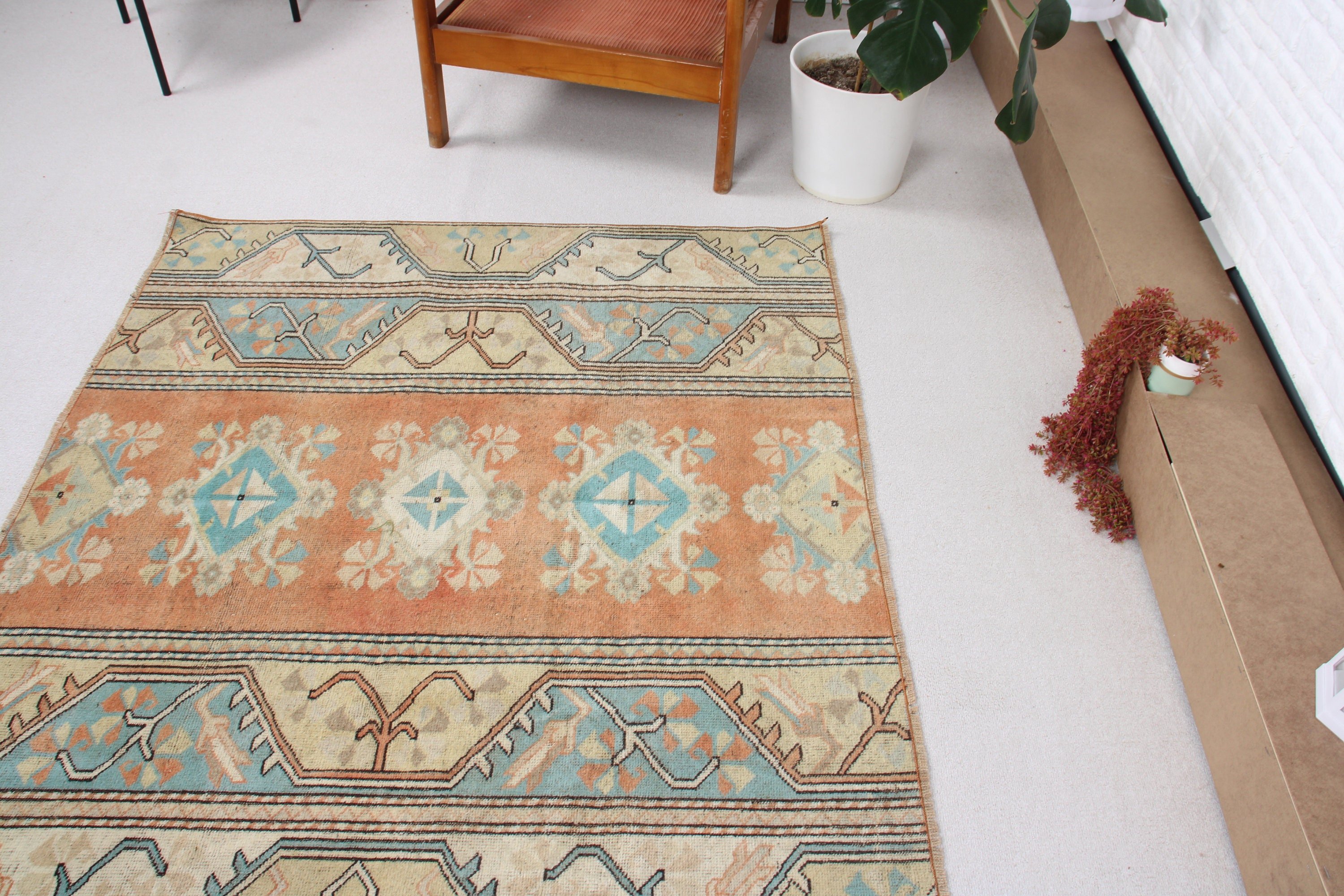 Bedroom Rug, Vintage Accent Rugs, Home Decor Rug, Boho Rugs, Vintage Rug, Beige Luxury Rugs, Floor Rug, Turkish Rug, 4.8x4.3 ft Accent Rugs