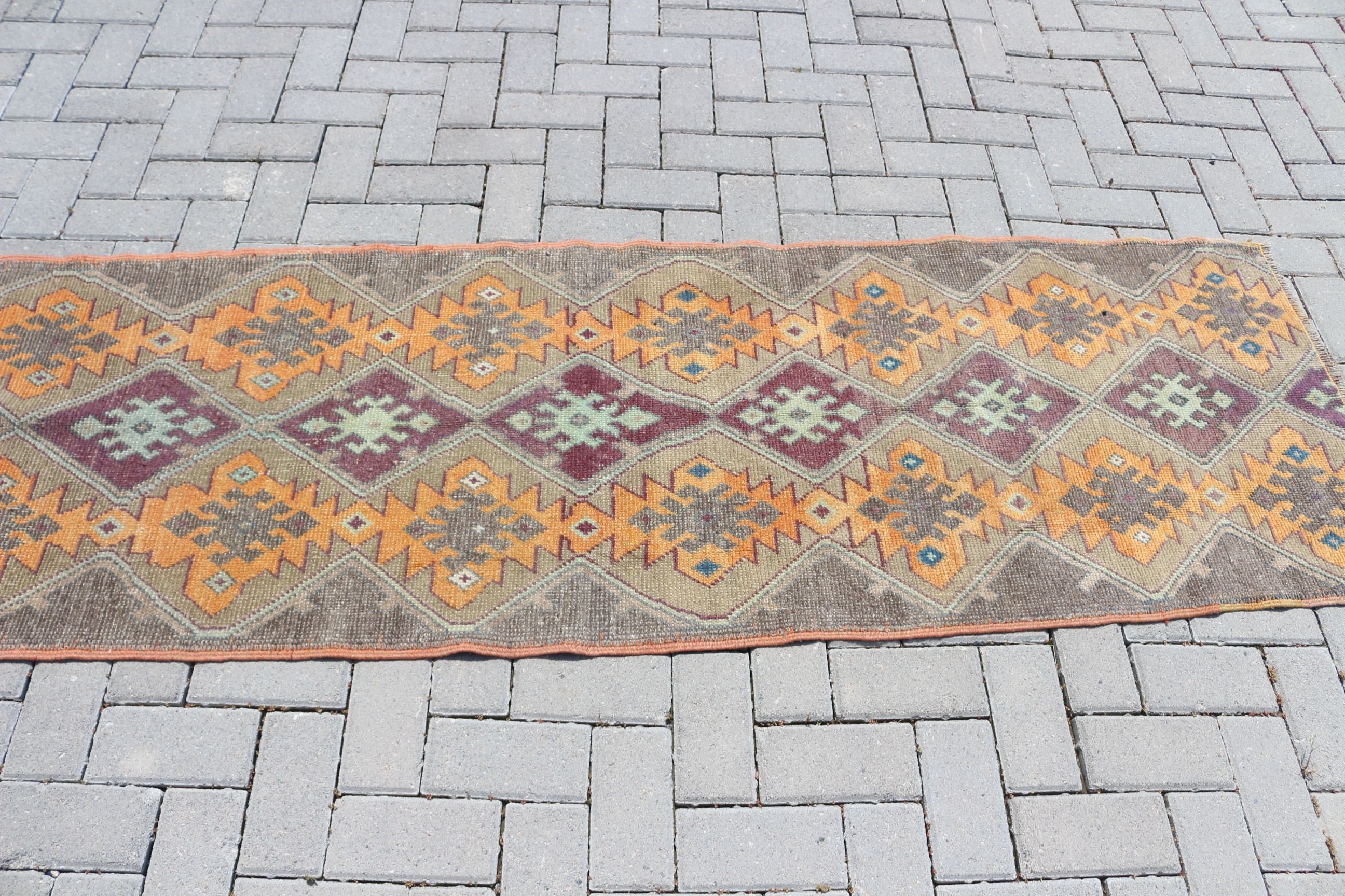 Rugs for Runner, Kitchen Rug, Corridor Rugs, Orange Floor Rugs, Pastel Rug, 2.3x7.1 ft Runner Rugs, Oushak Rugs, Vintage Rug, Turkish Rugs