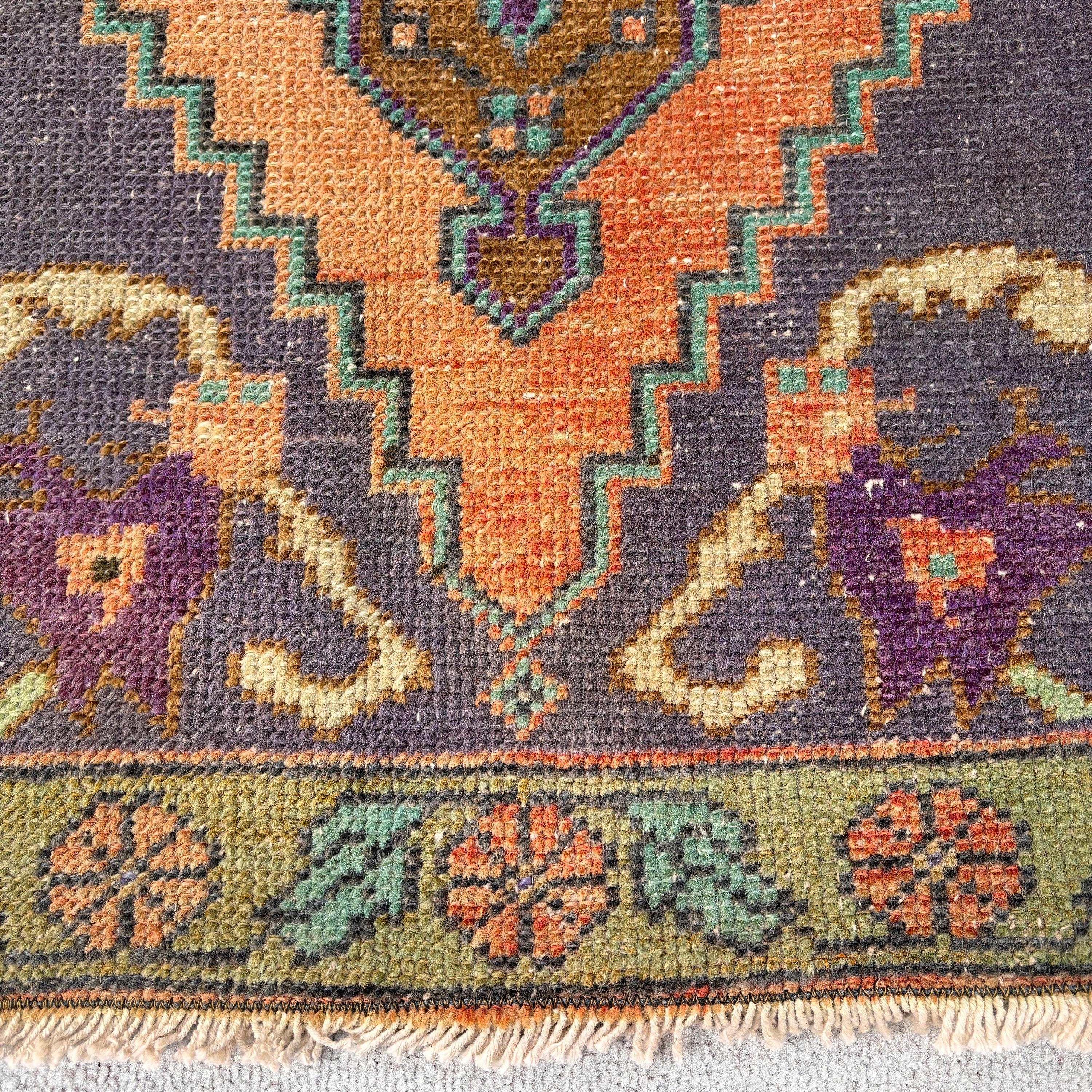 Antika Halı, Mutfak Halısı, 2x3,3 ft Küçük Halı, Türk Halıları, Yatak Odası Halısı, Vintage Halılar, Turuncu Modern Halı, Mutfak Halıları, Yer Halıları