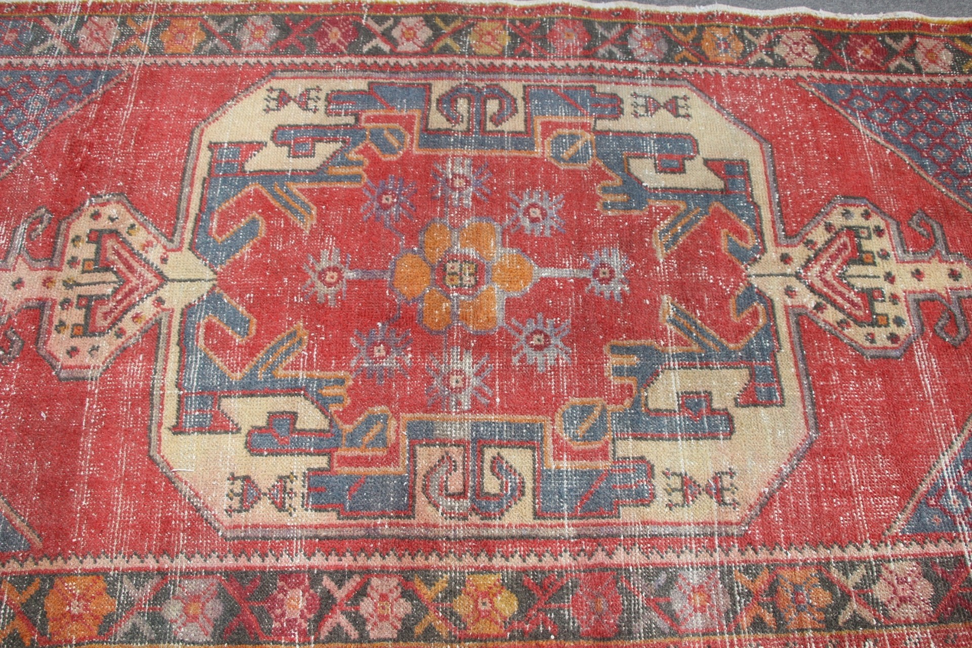 Indoor Rug, Oriental Rug, Floor Rug, Rugs for Kitchen, Vintage Rug, Turkish Rug, Moroccan Rug, Pale Rugs, 4x8.2 ft Area Rug, Red Cool Rug