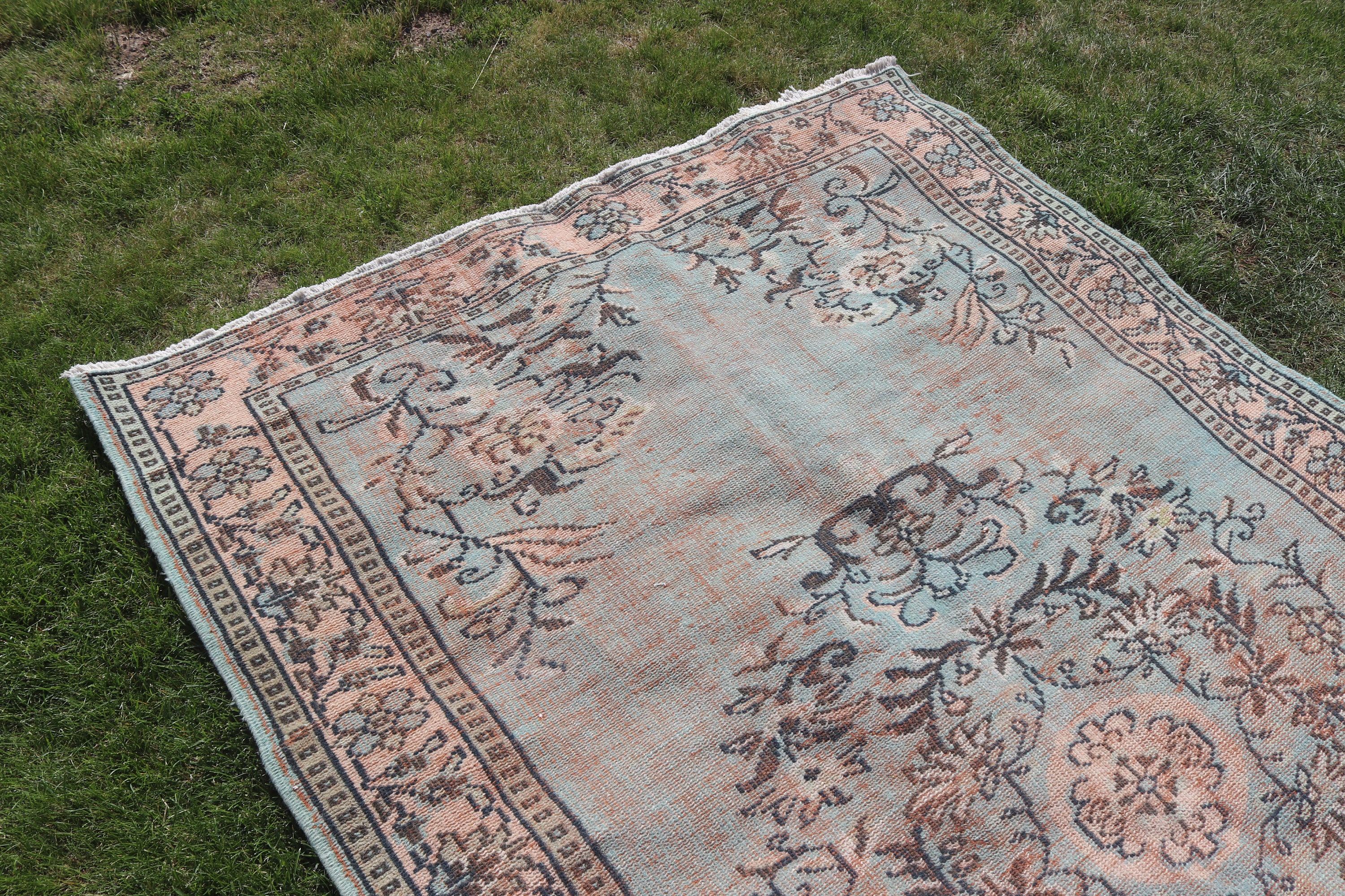 5.3x8.6 ft Büyük Halı, Oturma Odası Halısı, Türk Halıları, Oushak Halıları, Büyük Boho Halısı, Turuncu Oryantal Halı, Düz Dokuma Halıları, Vintage Halı