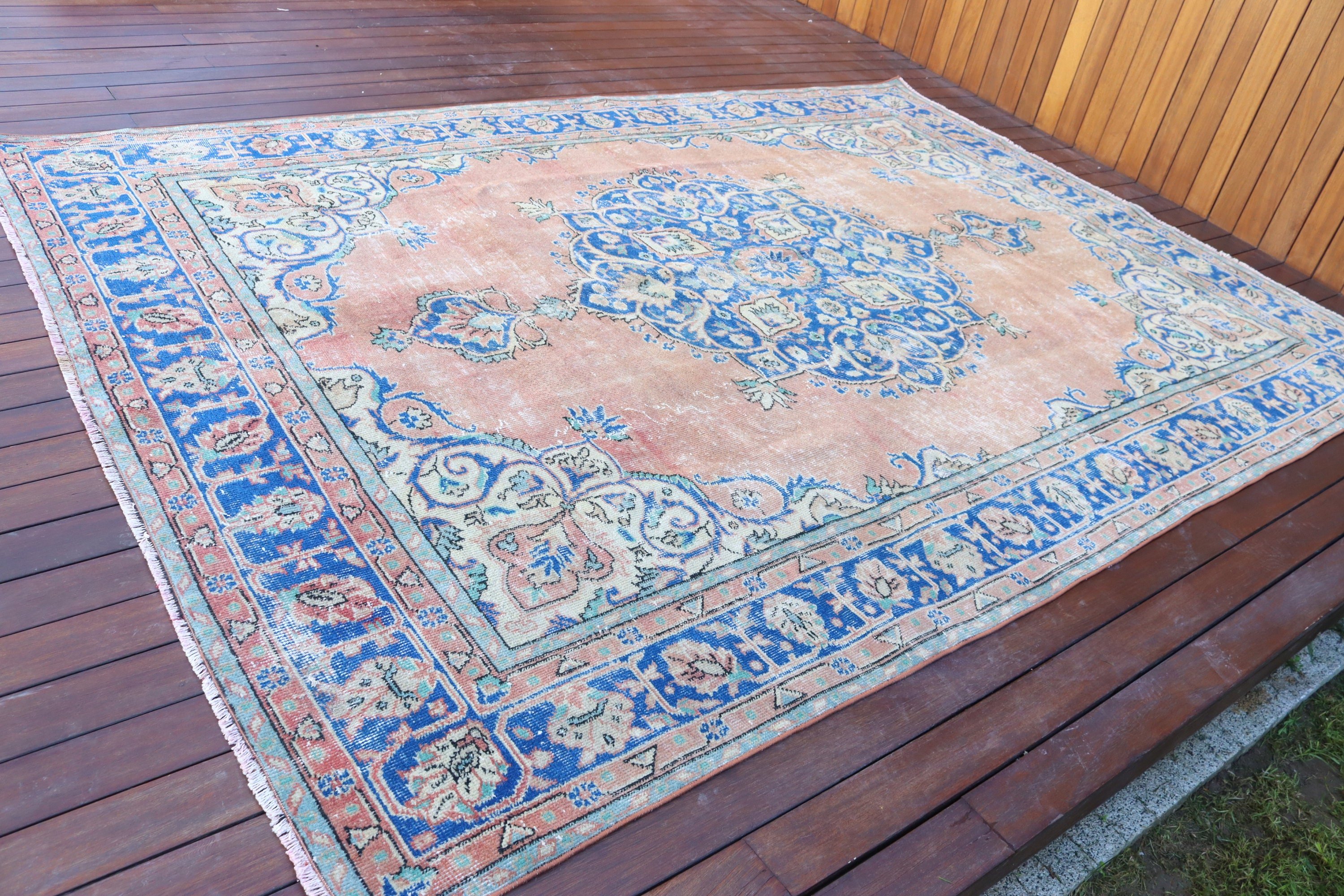 Türk Halısı, 6.7x9.6 ft Büyük Halı, Oturma Odası Halıları, Fas Halıları, Büyük Oushak Halısı, Yatak Odası Halısı, Vintage Halılar, Kırmızı Ev Dekor Halıları