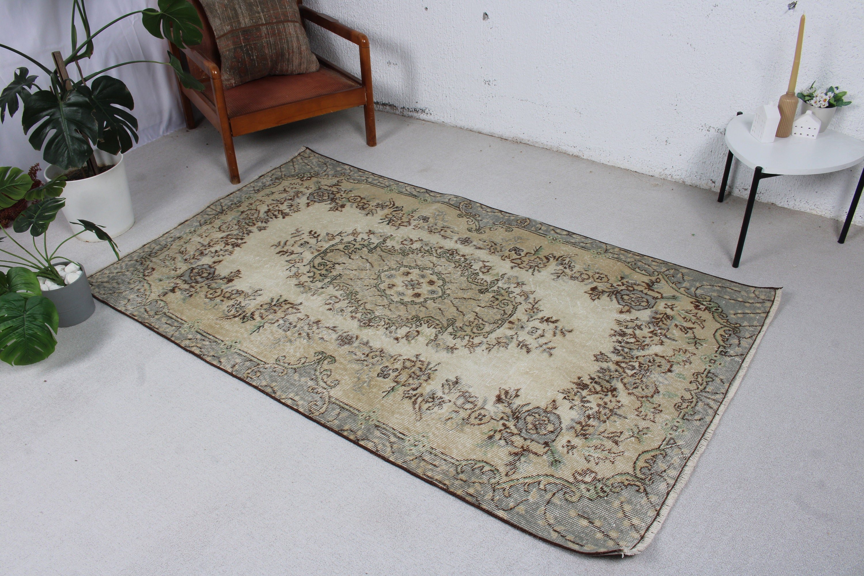 3,9x6,5 ft Alan Halısı, Çocuk Halıları, Aztek Halıları, Nötr Halı, Vintage Halı, Açıklama Halısı, Boho Bölge Halıları, Gri Anadolu Halıları, Türk Halısı