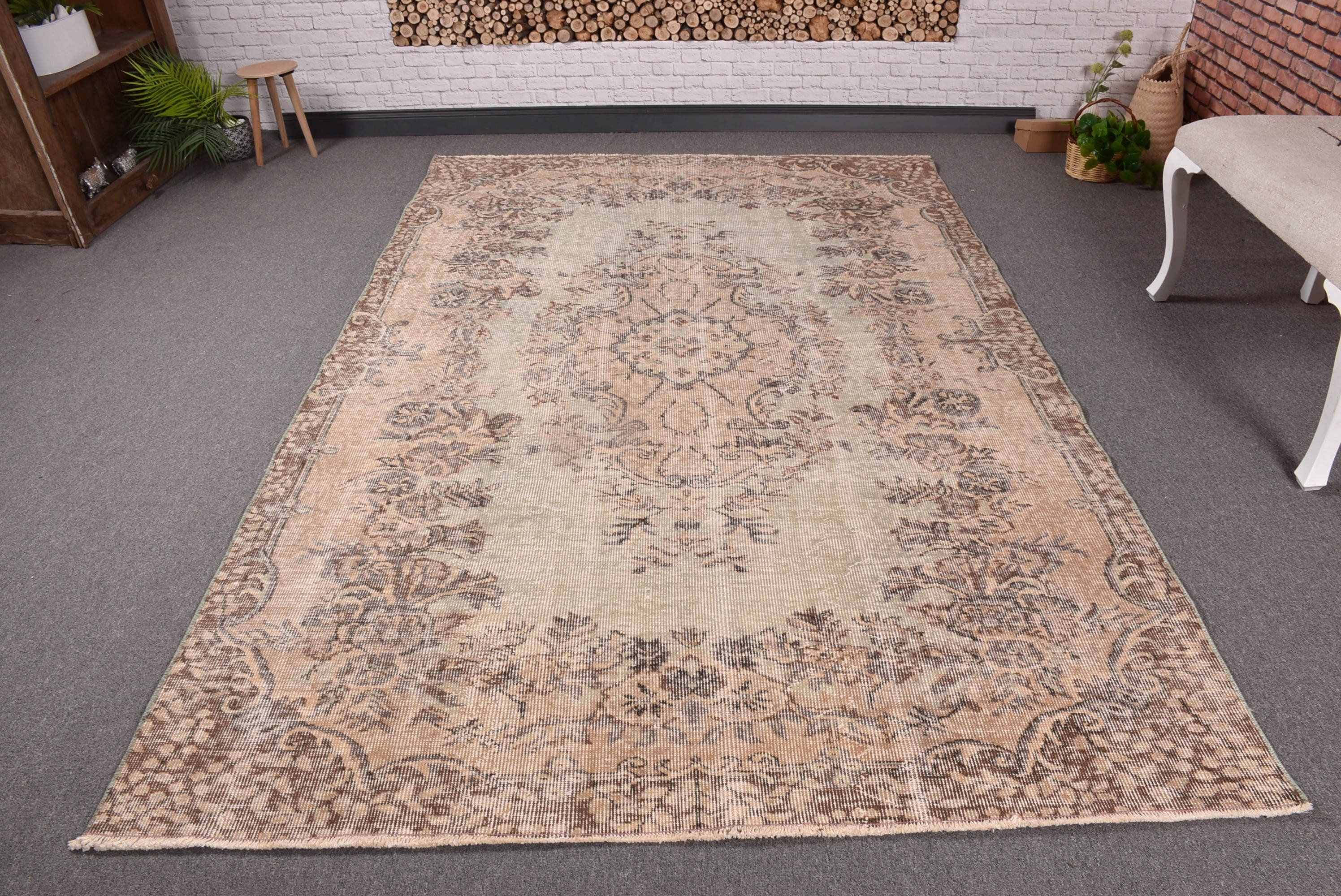 Kitchen Rug, Beige Modern Rugs, 5.6x8.6 ft Large Rugs, Statement Rugs, Vintage Rugs, Turkish Rug, Large Boho Rugs, Large Oushak Rug