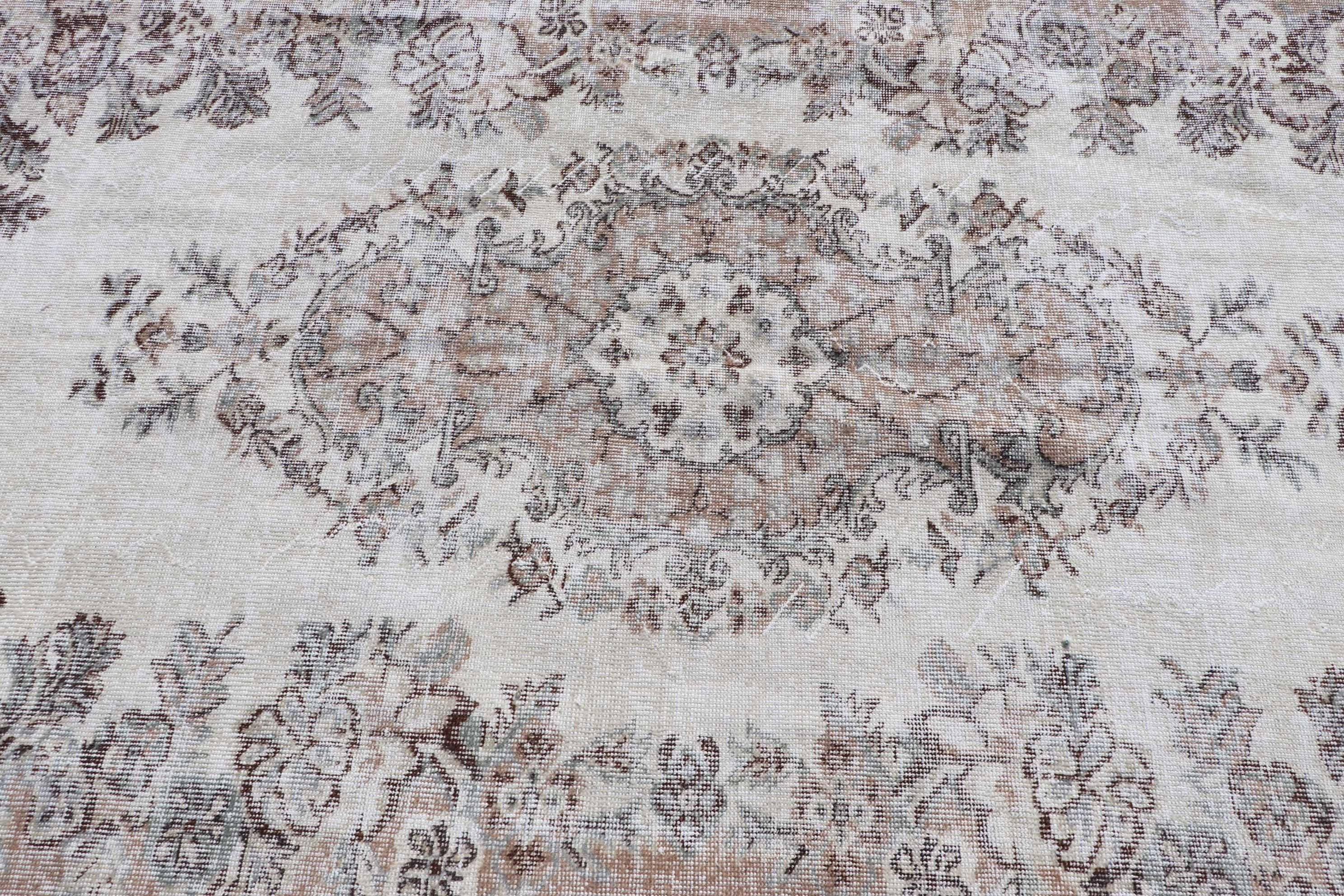 Türk Halısı, Bej Oushak Halıları, Salon Halısı, Antika Halılar, Yatak Odası Halıları, Yün Halılar, Vintage Halı, Salon Halıları, 5,6x9,3 ft Büyük Halılar