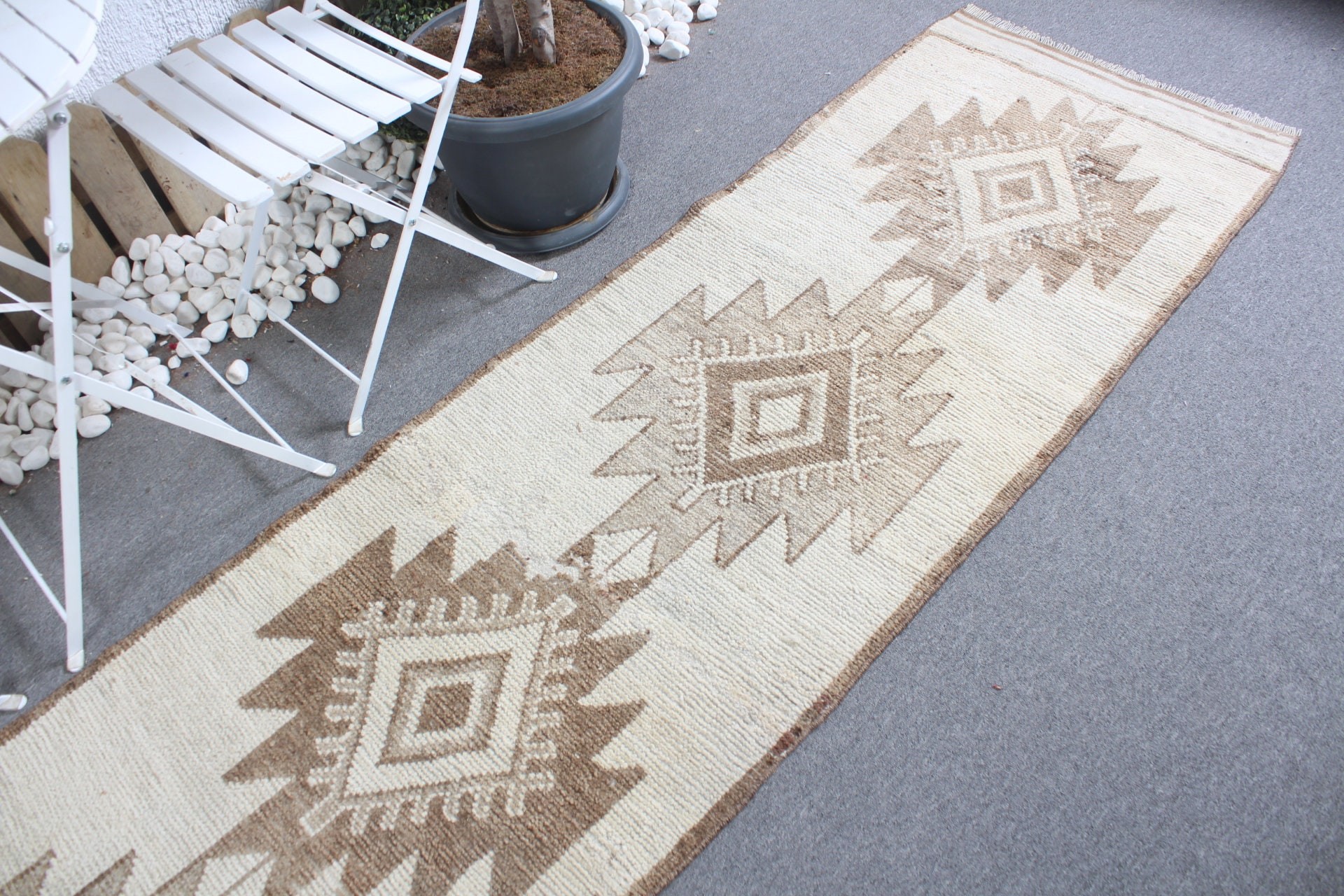 Vintage Rug, 2.6x11.8 ft Runner Rug, Beige Oriental Rug, Rugs for Kitchen, Turkish Rug, Corridor Rug, Stair Rug, Cool Rug