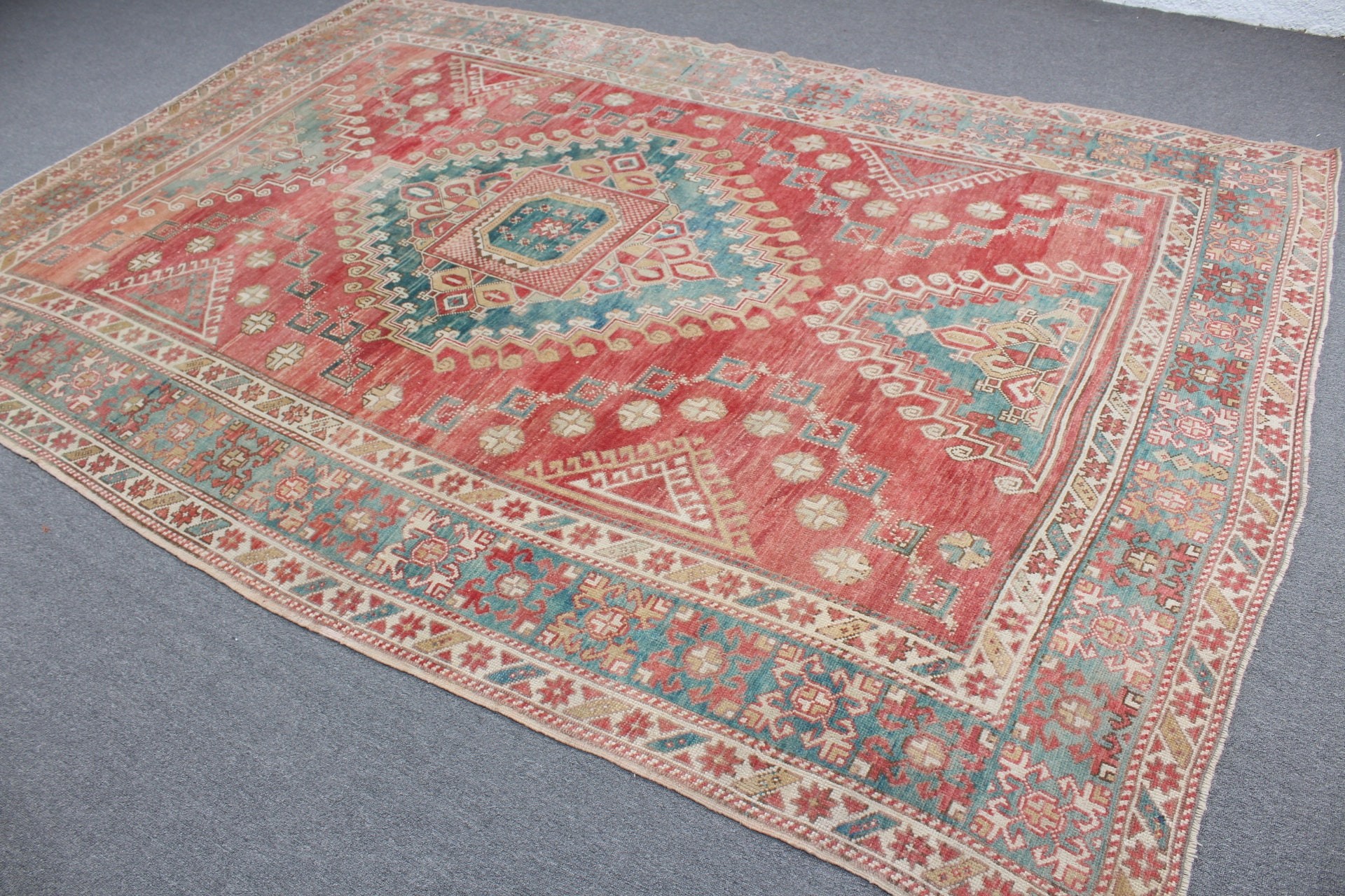 Salon Halısı, Yün Halıları, Ofis Halısı, Yatak Odası Halıları, Türk Halıları, Vintage Halılar, 6.8x9.6 ft Büyük Halı, Yemek Odası Halıları, Kırmızı Ev Dekor Halısı