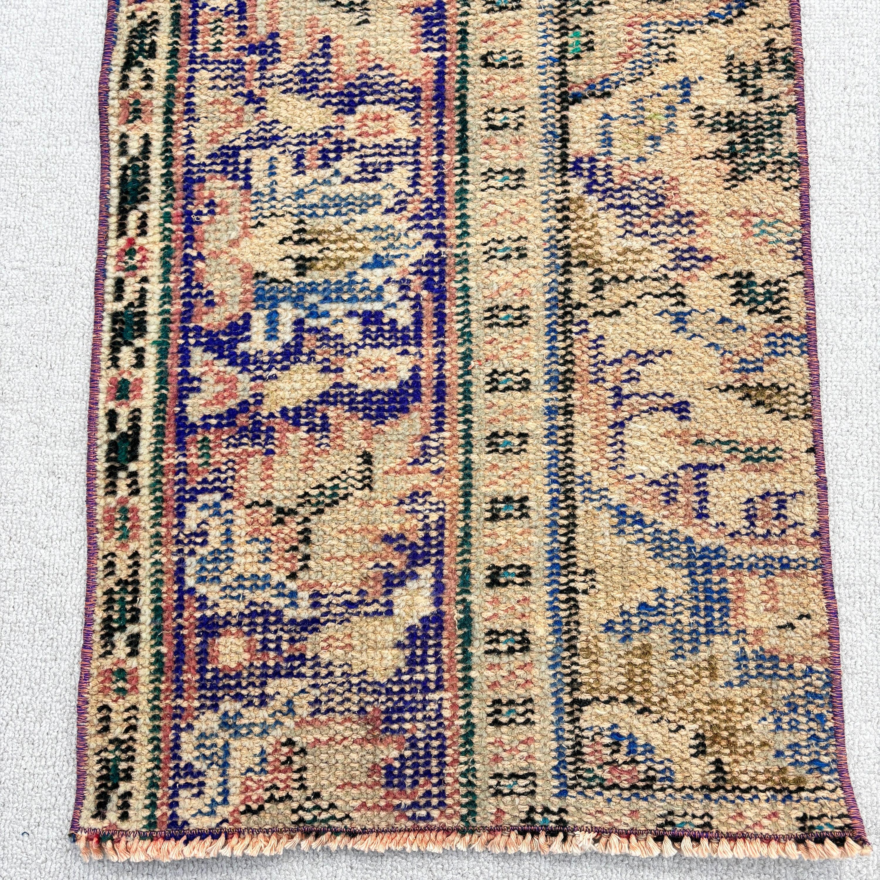 Bedroom Rugs, 1.4x3.1 ft Small Rugs, Rugs for Bedroom, Oriental Rug, Car Mat Rugs, Vintage Rug, Turkish Rug, Beige Anatolian Rugs