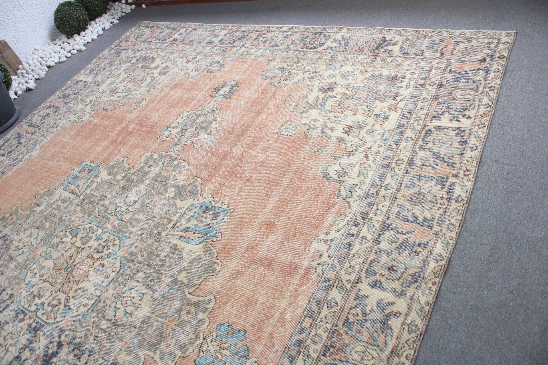 9x12.6 ft Oversize Rugs, Anatolian Rugs, Muted Rug, Dining Room Rug, Floor Rug, Salon Rugs, Orange Anatolian Rugs, Vintage Rug, Turkish Rug