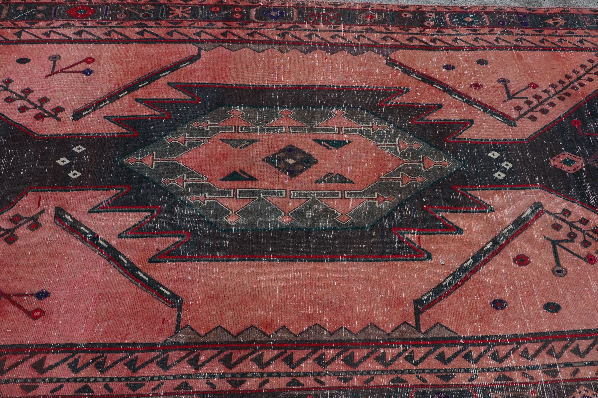 Vintage Halı, Oushak Halıları, Eski Halı, Merdiven Halısı, Koridor Halıları, Anadolu Halıları, Turuncu Oryantal Halıları, Türk Halısı, 4,7x12,4 ft Yolluk Halıları