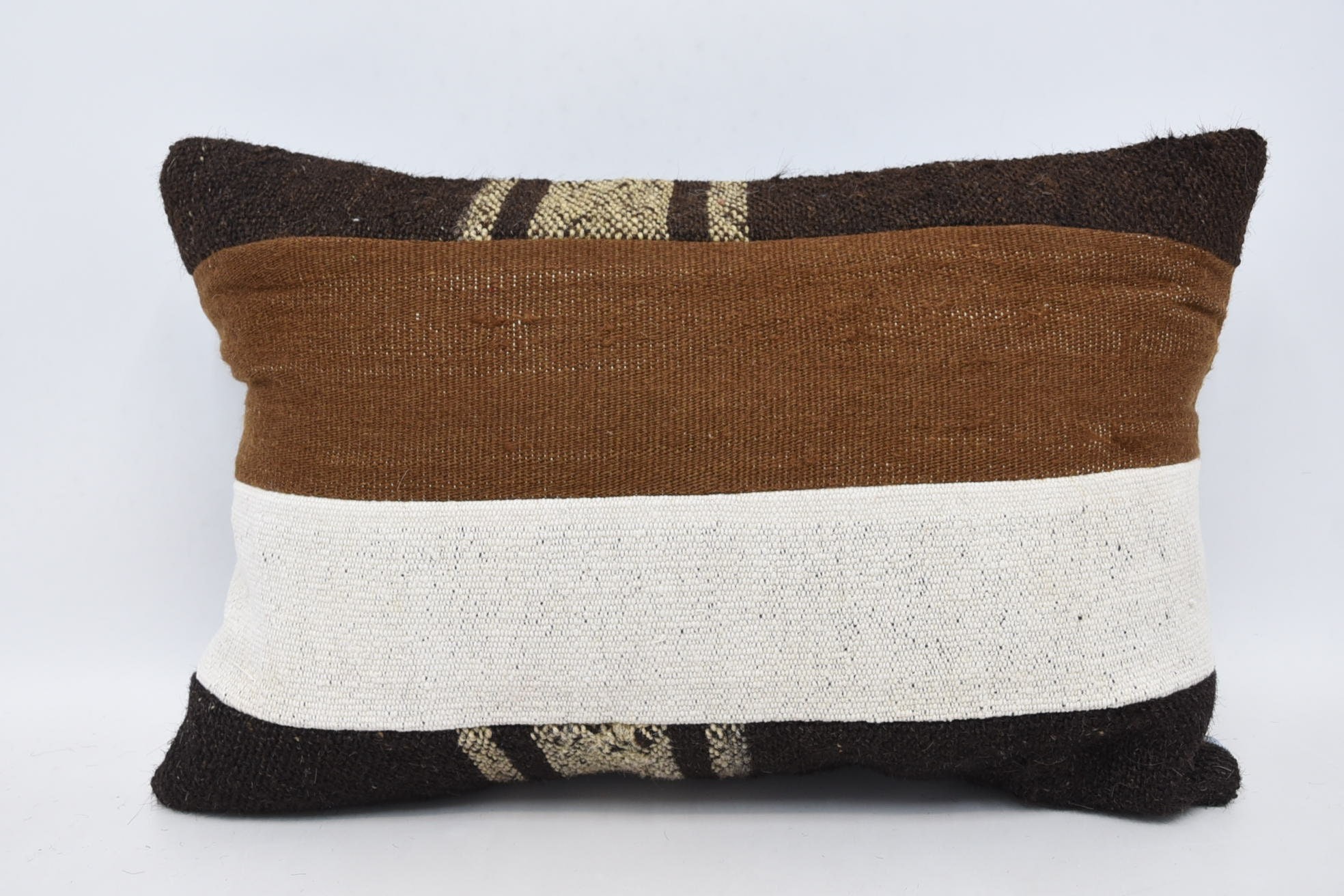 Handmade Kilim Cushion, Tapestry Cushion, Pillow for Couch, Kilim Cushion Sham, Ethnic Pillow Cover Cushion, 16"x24" Brown Pillow Case