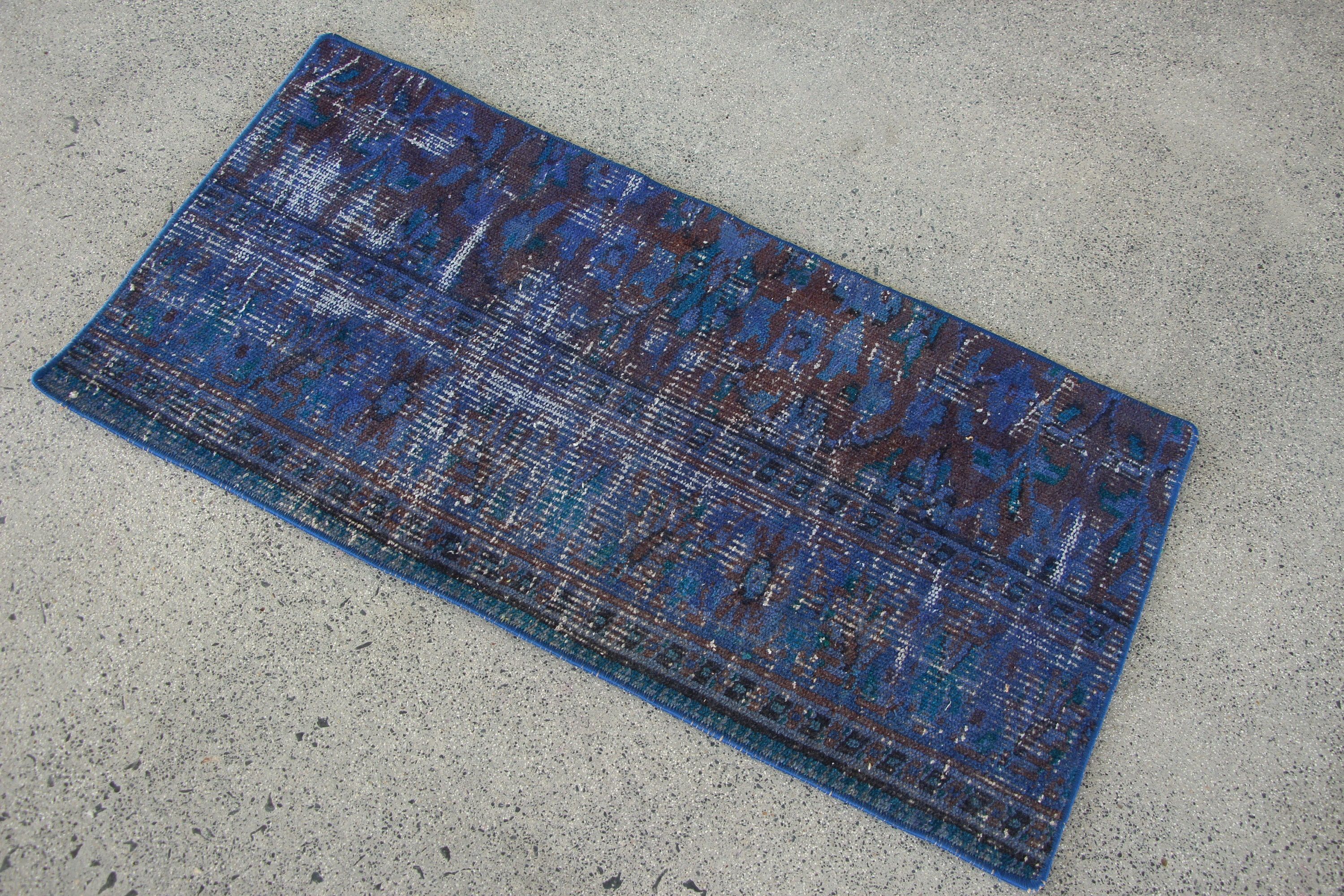 Vintage Rug, Turkish Rug, Wool Rug, Home Decor Rug, Entry Rugs, Rugs for Nursery, Blue Anatolian Rug, 1.6x3.3 ft Small Rug, Car Mat Rug