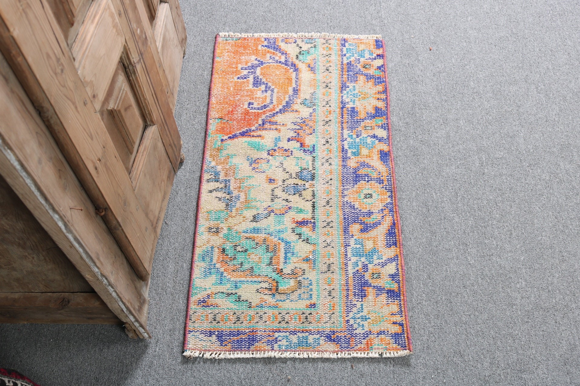 Entry Rugs, Floor Rug, Blue Oriental Rug, 1.5x2.9 ft Small Rug, Turkish Rugs, Handwoven Rug, Vintage Rugs, Moroccan Rug, Small Vintage Rug