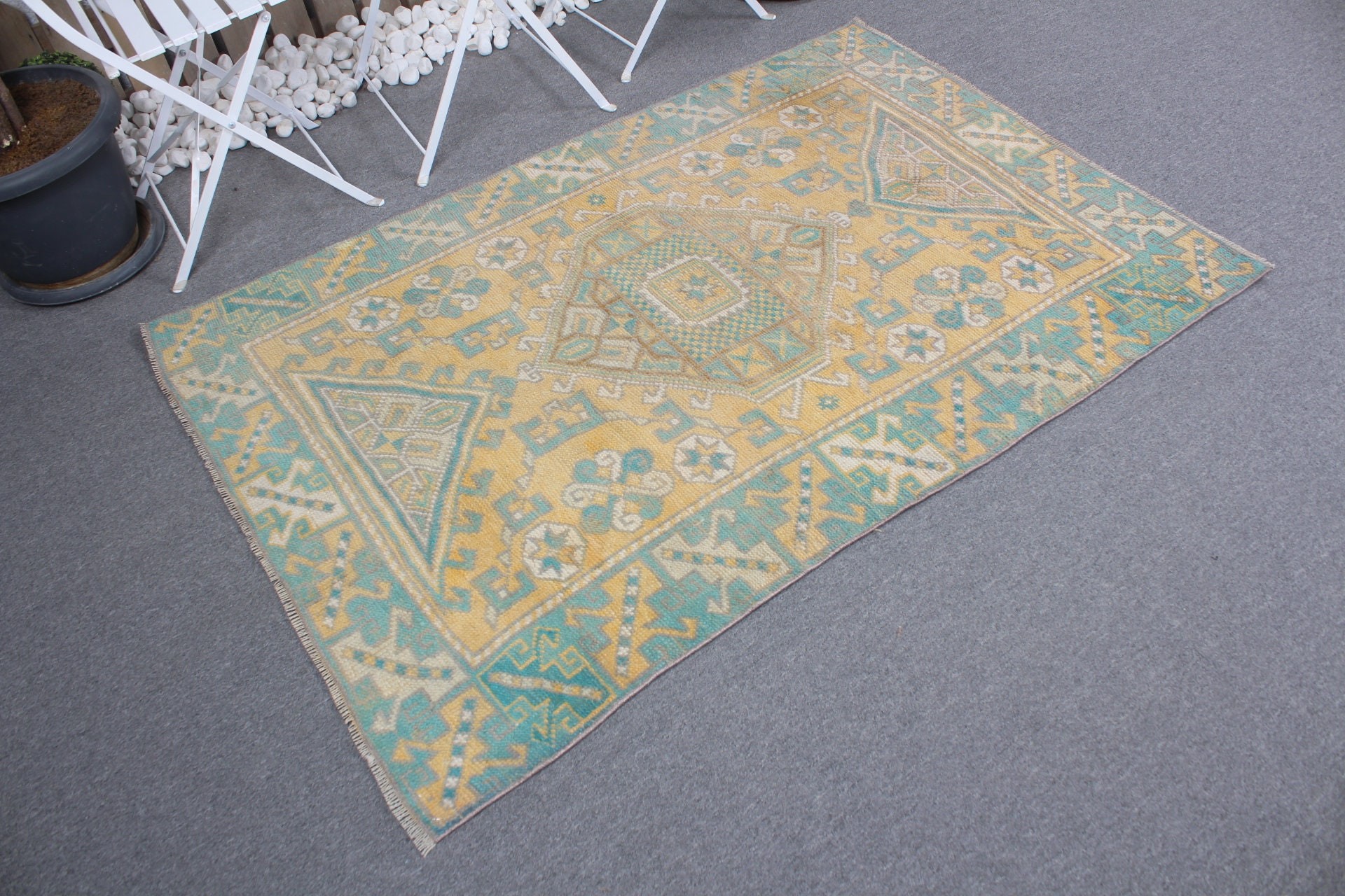 Entryway Rug Rugs, Yellow Bedroom Rugs, Rugs for Entry, Vintage Rugs, 3.7x5.4 ft Accent Rug, Moroccan Rug, Turkish Rugs, Kitchen Rug