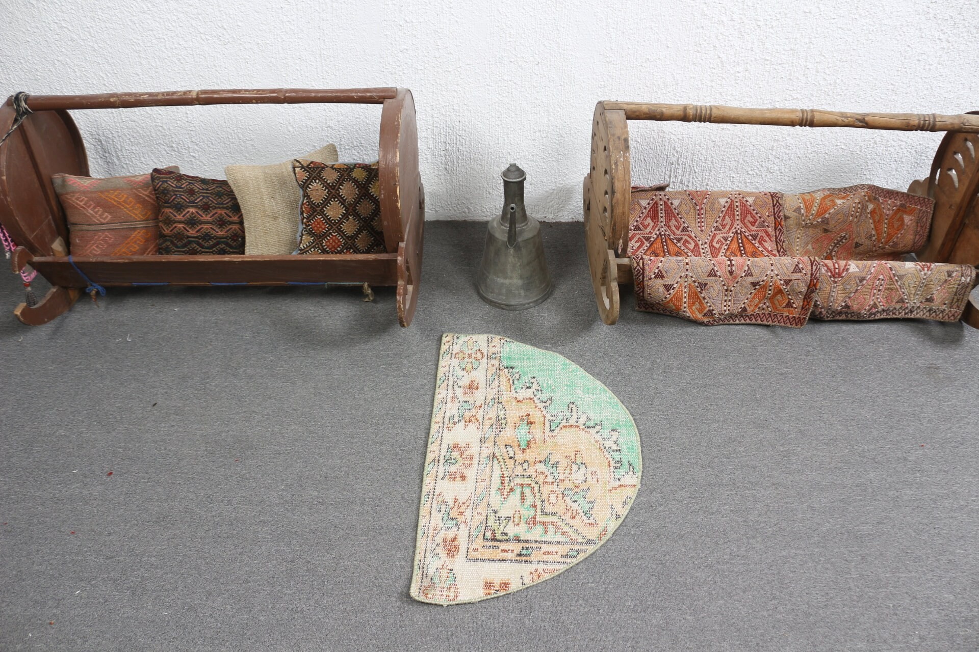 Vintage Halı, Giriş Halıları, Duvara Asma Halılar, Oushak Halı, 2,5x1,5 ft Küçük Halı, Türk Halısı, Bej Yün Halı, Araba Paspas Halısı, Mutfak Halısı