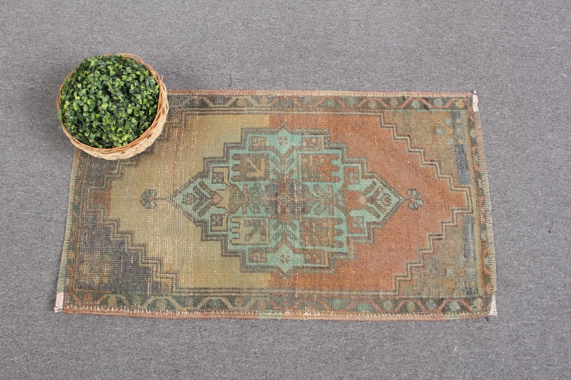 Door Mat Rug, Oriental Rug, Wool Rug, Bathroom Rugs, Vintage Rugs, Turkish Rug, Handwoven Rug, Green  1.7x3.1 ft Small Rugs