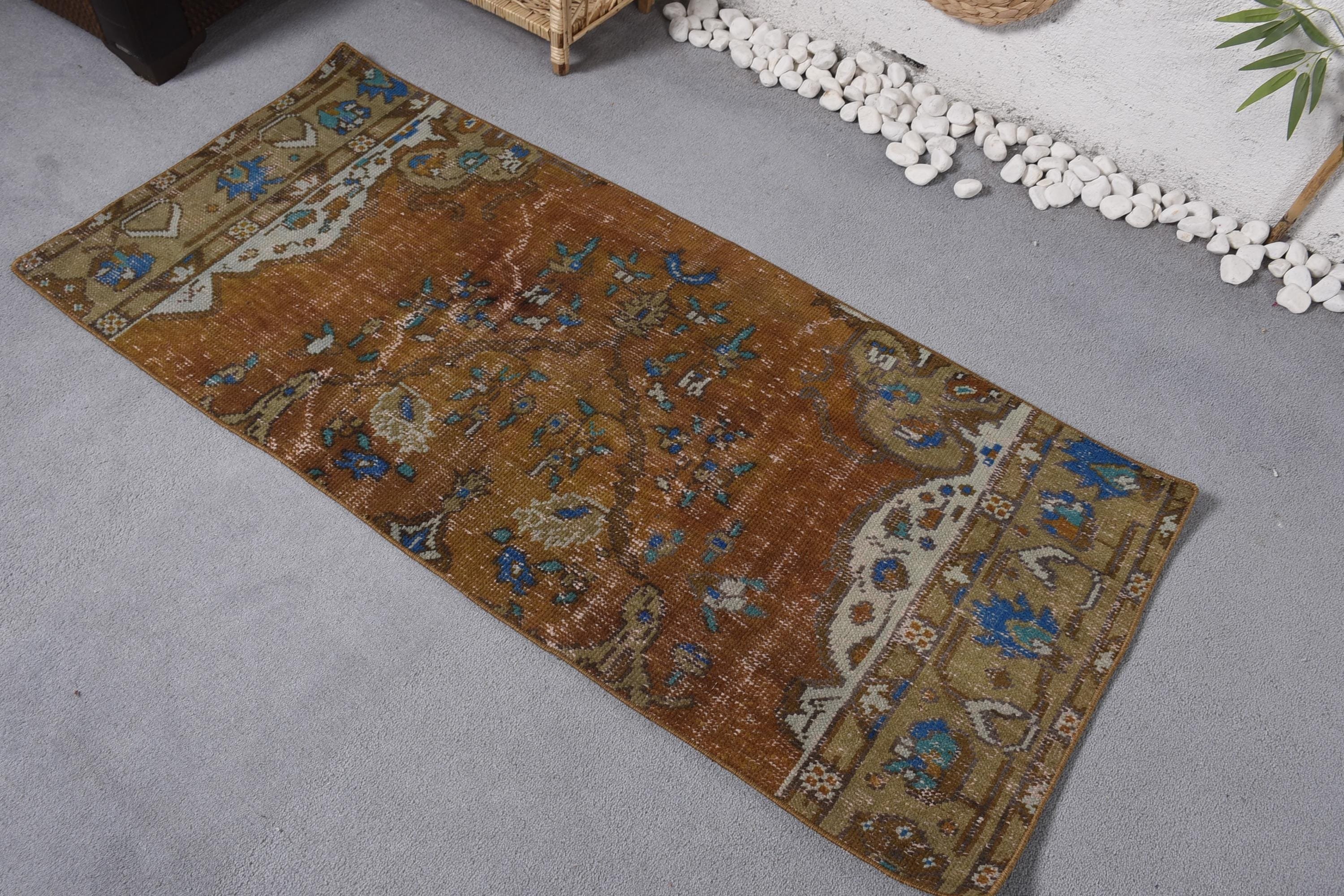 Turkey Rug, Wall Hanging Rug, 2.4x5.4 ft Small Rugs, Bedroom Rug, Vintage Rug, Small Boho Rugs, Turkish Rugs, Brown Boho Rug, Kitchen Rug