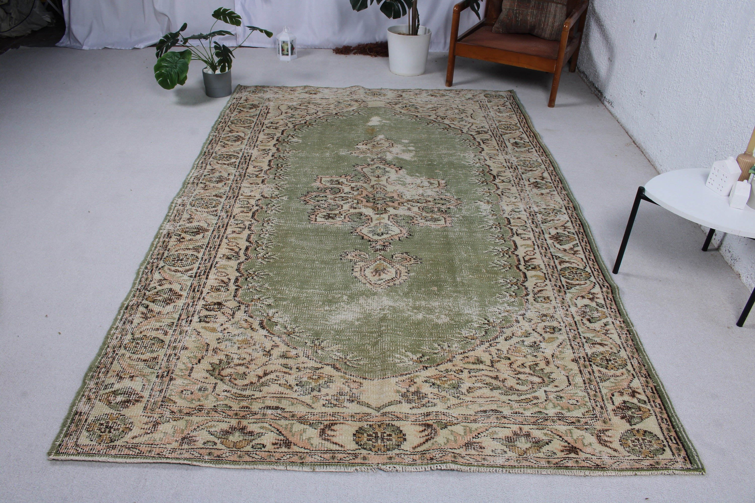 Büyük Oushak Halı, Büyük Oushak için Halılar, Yatak Odası Halısı, Vintage Halılar, Oushak Halıları, Türk Halıları, Kahverengi 5.6x8.7 ft Büyük Halılar