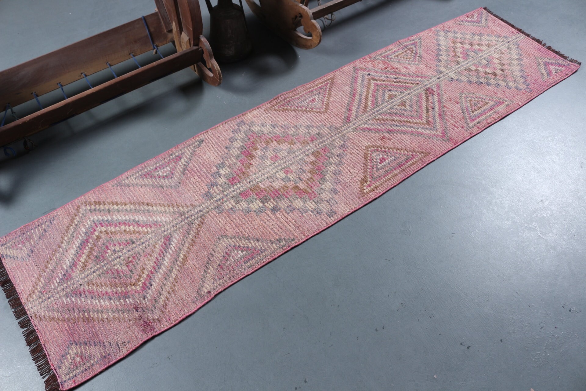 Pink Moroccan Rug, Muted Rug, Turkish Rug, Home Decor Rug, Rugs for Kitchen, Vintage Rugs, 2.6x7.5 ft Runner Rug, Kitchen Rug, Antique Rug