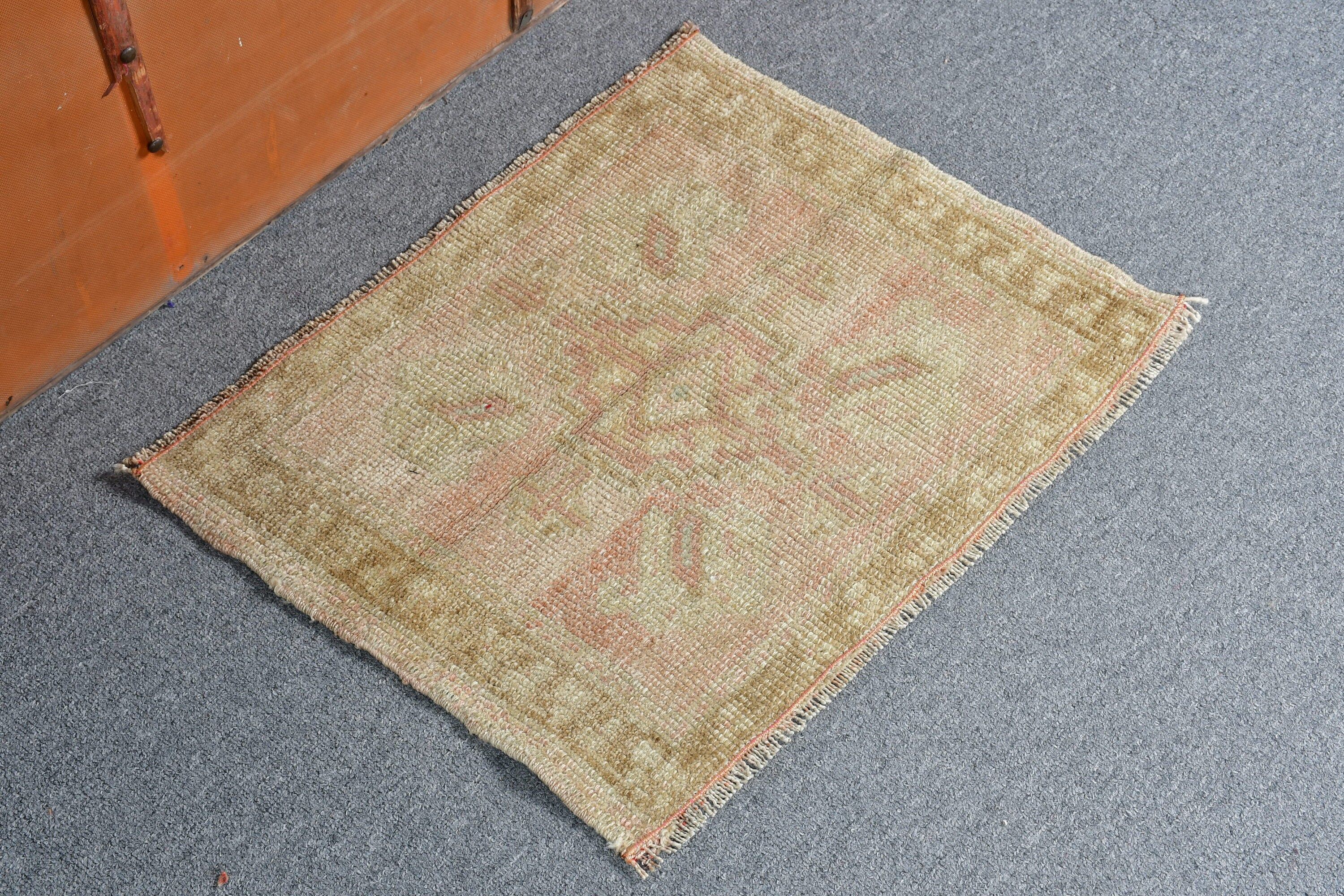 Vintage Rug, Turkish Rugs, Car Mat Rug, Moroccan Rug, Aesthetic Rug, Bedroom Rug, 1.4x1.8 ft Small Rug, Green Oriental Rug, Kitchen Rugs