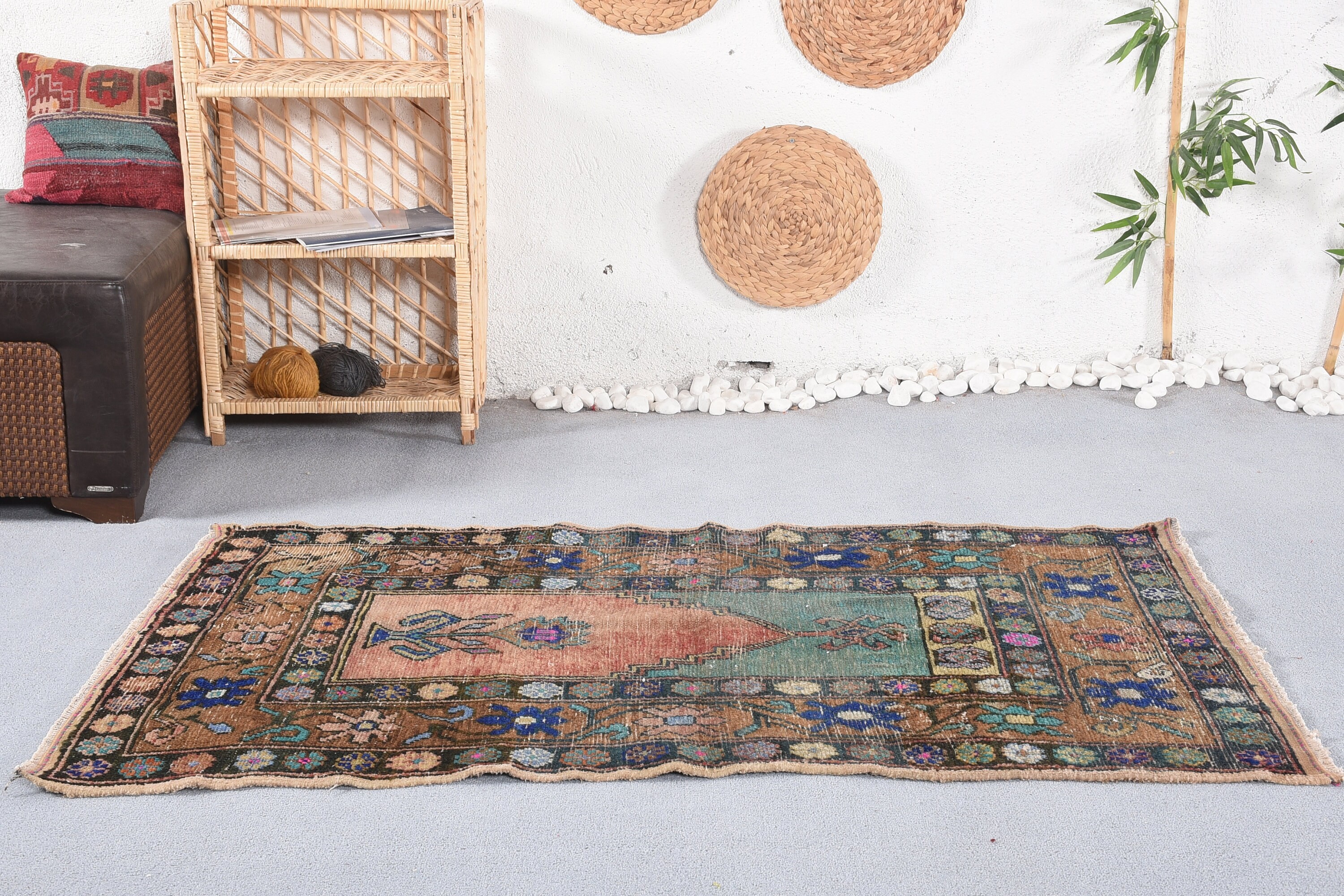 Vintage Rugs, Rugs for Entry, Entry Rug, Moroccan Rug, Blue  3.2x5.1 ft Accent Rugs, Turkish Rugs, Nursery Rug, Wool Rugs