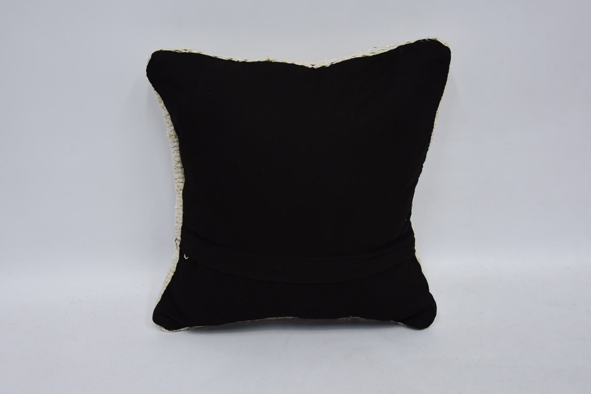 12"x12" White Cushion Cover, Turkish Kilim Pillow, Ethnical Kilim Rug Pillow, Handmade Kilim Cushion, Crochet Pattern Pillow