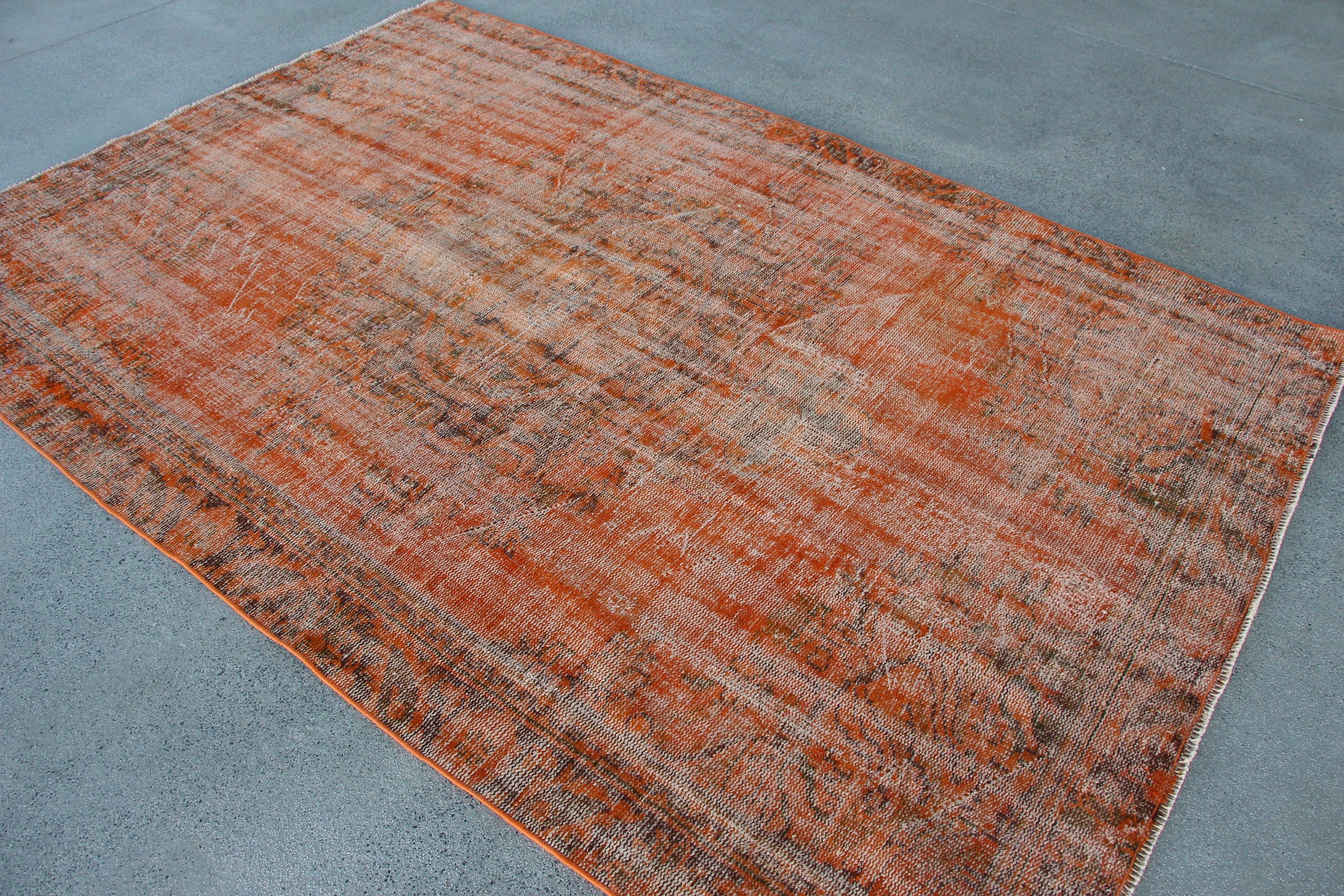 5.5x8.2 ft Large Rug, Rugs for Bedroom, Vintage Rug, Boho Rug, Bedroom Rug, Living Room Rug, Oushak Rug, Orange Anatolian Rugs, Turkish Rug