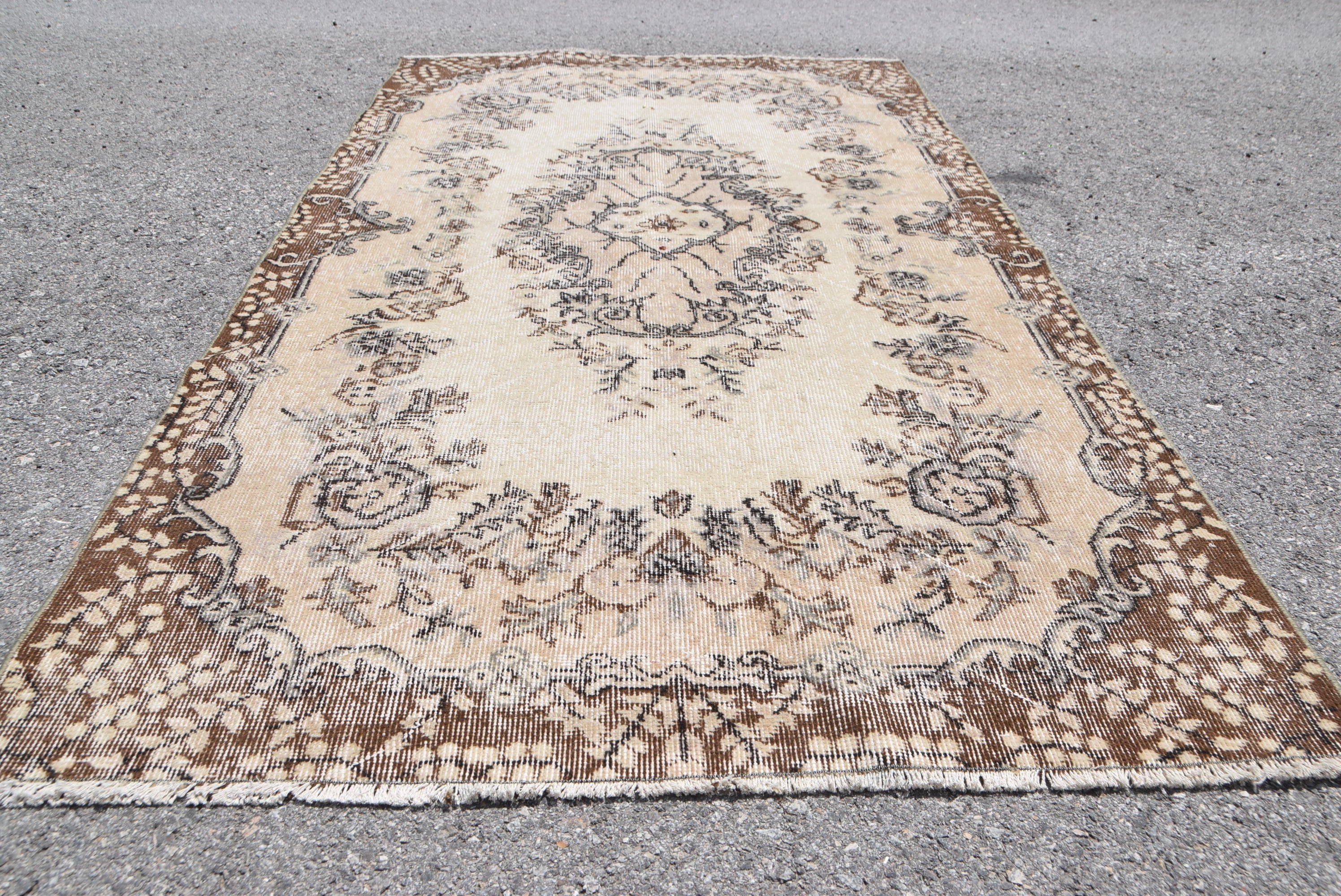 Vintage Rug, Dining Room Rug, Rugs for Area, 3.7x6.7 ft Area Rugs, Antique Rugs, Anatolian Rugs, Beige Kitchen Rug, Turkish Rug, Art Rug