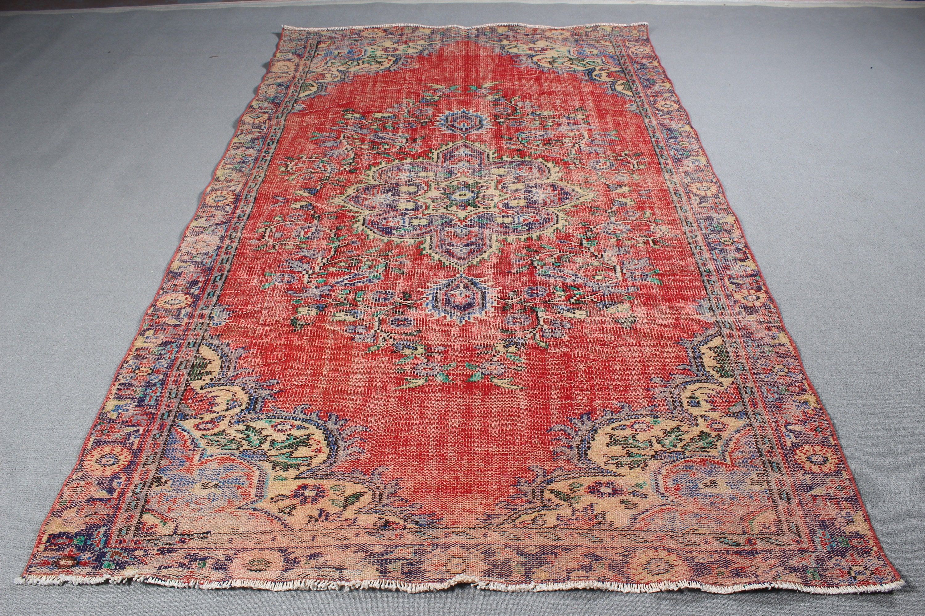 Salon Rug, Rugs for Large Boho, Vintage Rug, 5.5x9.1 ft Large Rugs, Anatolian Rug, Luxury Rug, Bedroom Rugs, Turkish Rug, Red Wool Rugs