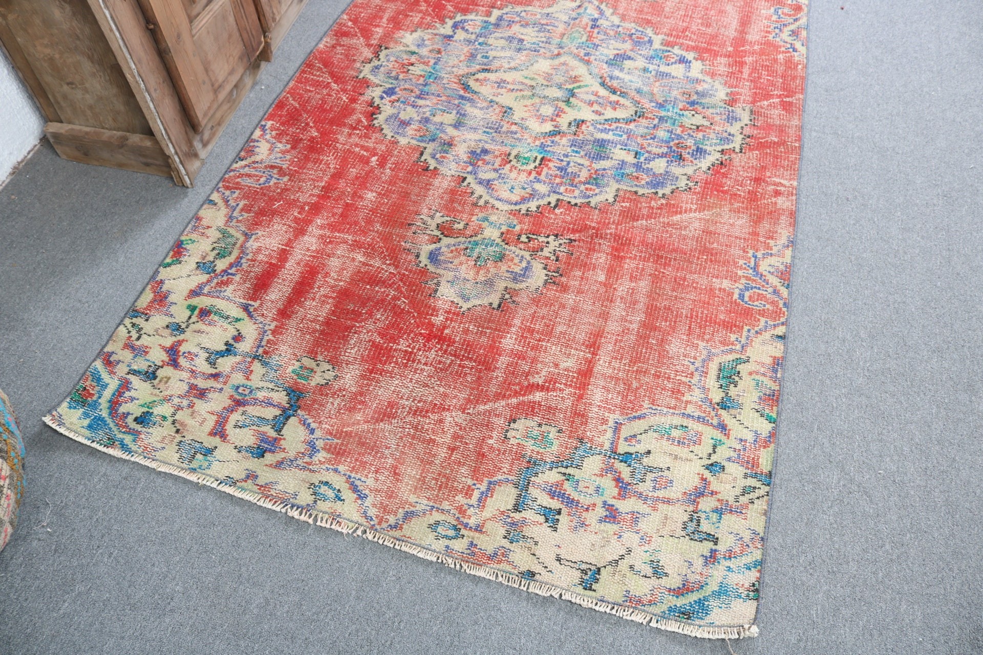 Vintage Rugs, 4.1x7.8 ft Area Rugs, Boho Rugs, Kitchen Rug, Rugs for Living Room, Turkish Rug, Floor Rugs, Red Bedroom Rug