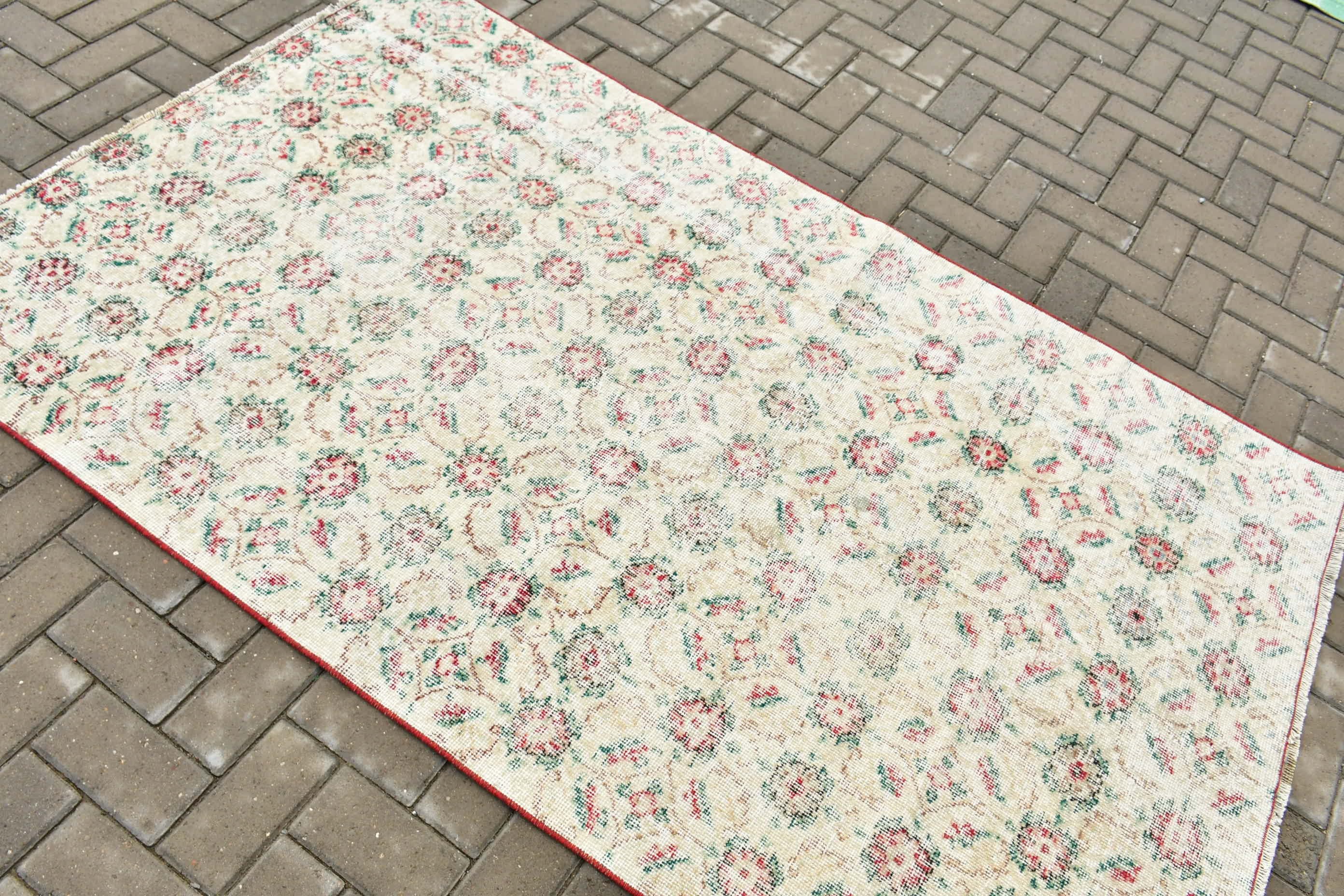 Vintage Rug, Antique Rug, 4.2x7 ft Area Rug, Dining Room Rug, Home Decor Rug, Rugs for Floor, Turkish Rug, Beige Cool Rugs, Indoor Rug