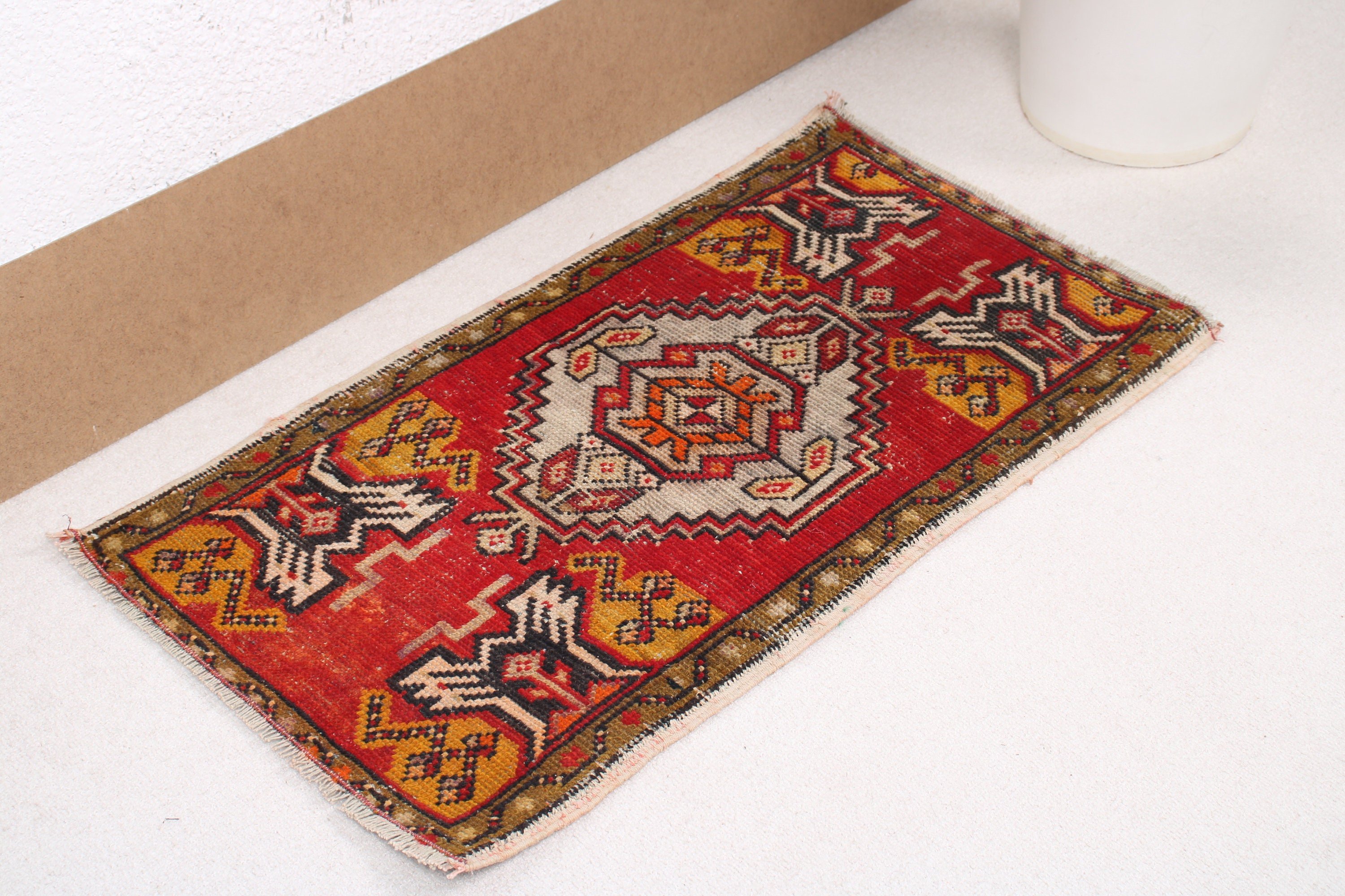 Red Anatolian Rug, Turkish Rug, 1.6x2.8 ft Small Rugs, Flatweave Rug, Small Boho Rugs, Bathroom Rug, Anatolian Rug, Vintage Rugs